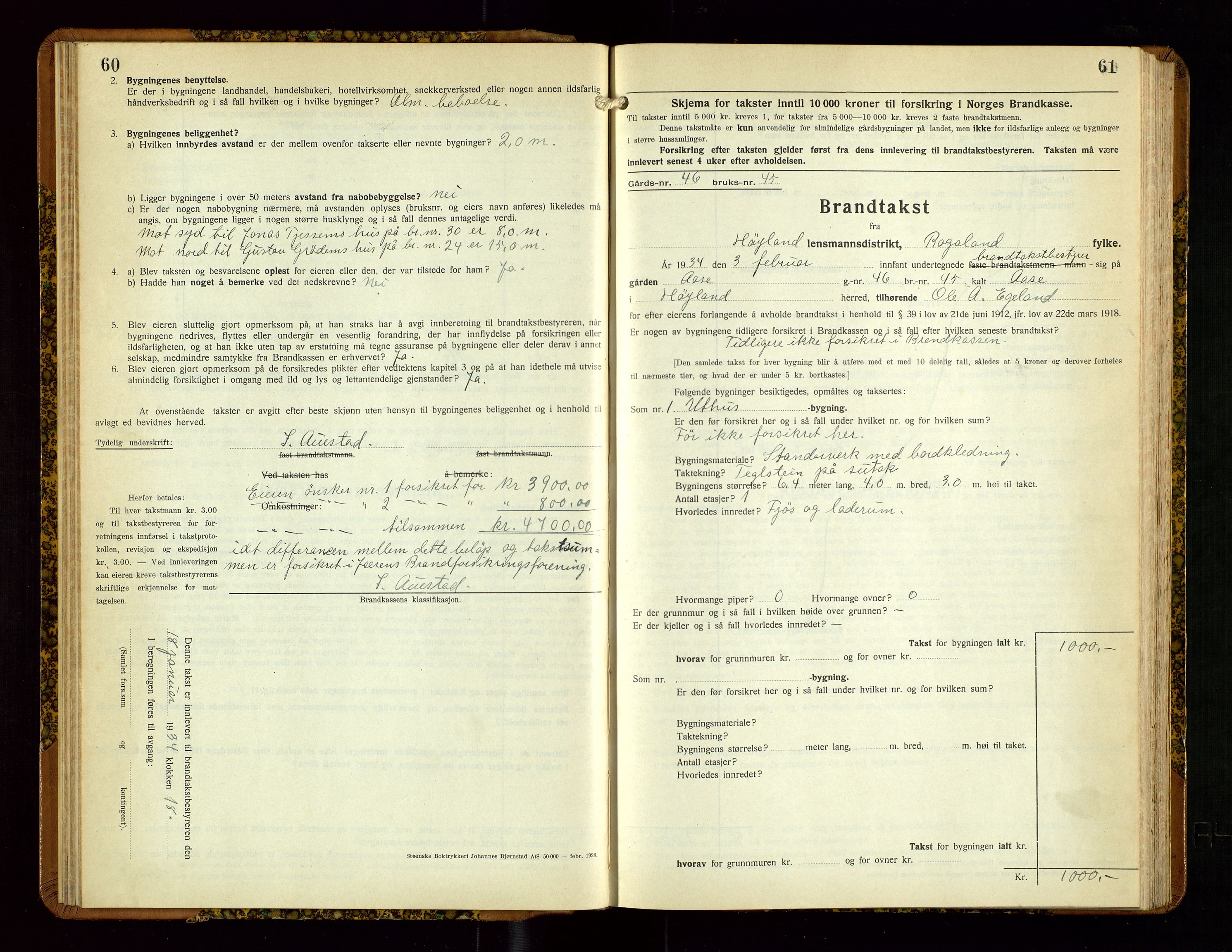 Høyland/Sandnes lensmannskontor, AV/SAST-A-100166/Gob/L0005: "Brandtakstprotokoll", 1933-1936, s. 60-61