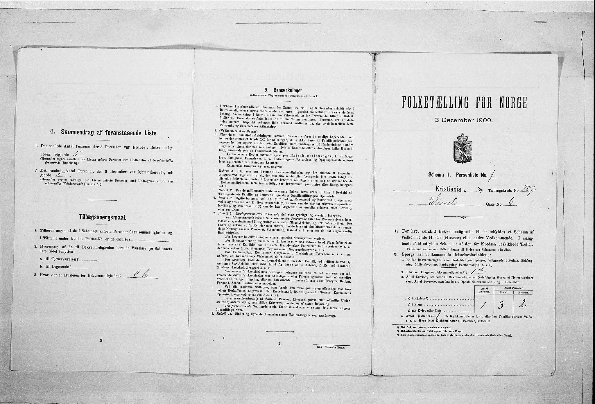 SAO, Folketelling 1900 for 0301 Kristiania kjøpstad, 1900, s. 111491