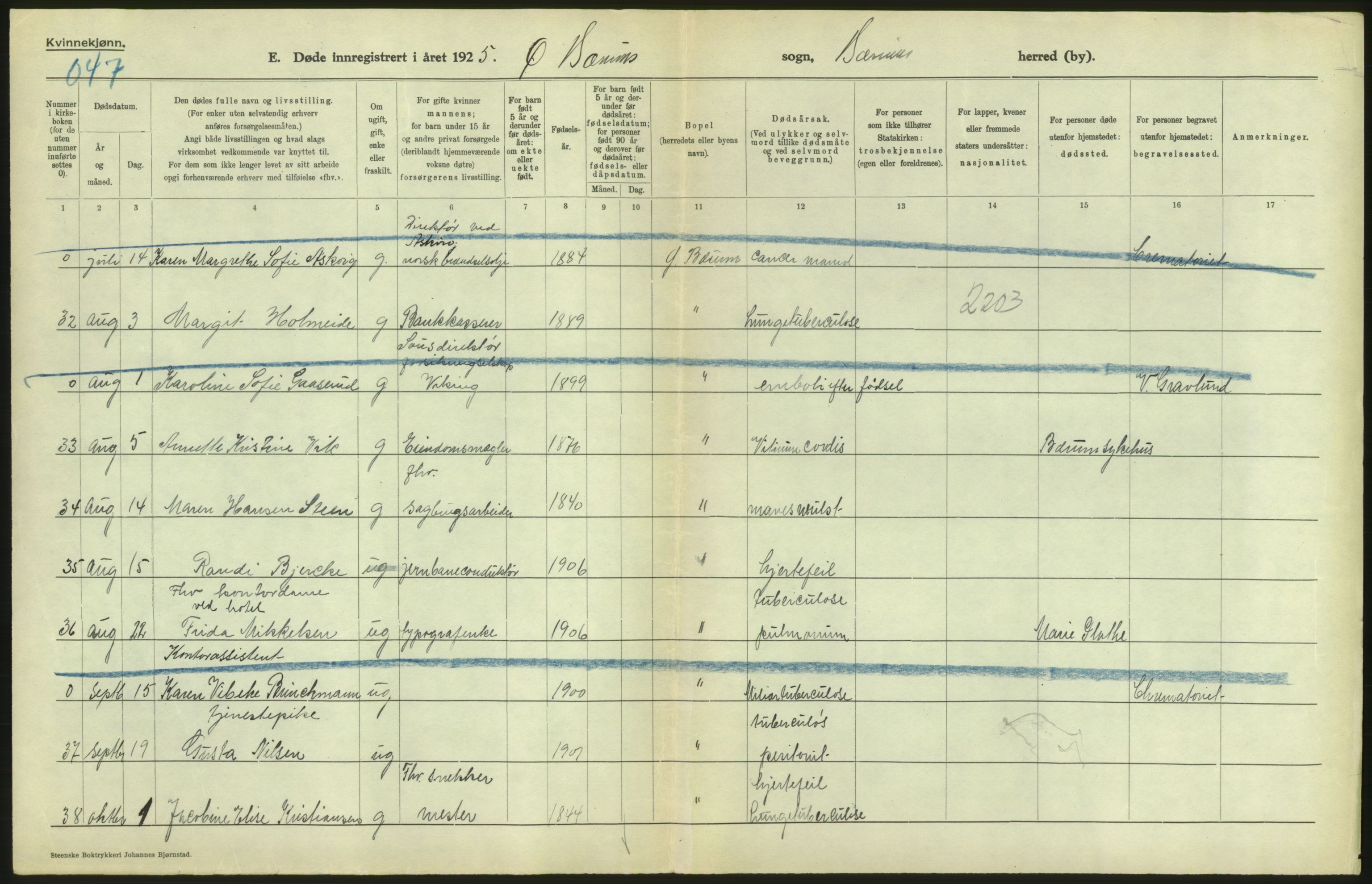 Statistisk sentralbyrå, Sosiodemografiske emner, Befolkning, AV/RA-S-2228/D/Df/Dfc/Dfce/L0005: Akershus amt: Døde, gifte. Bygder og byer., 1925