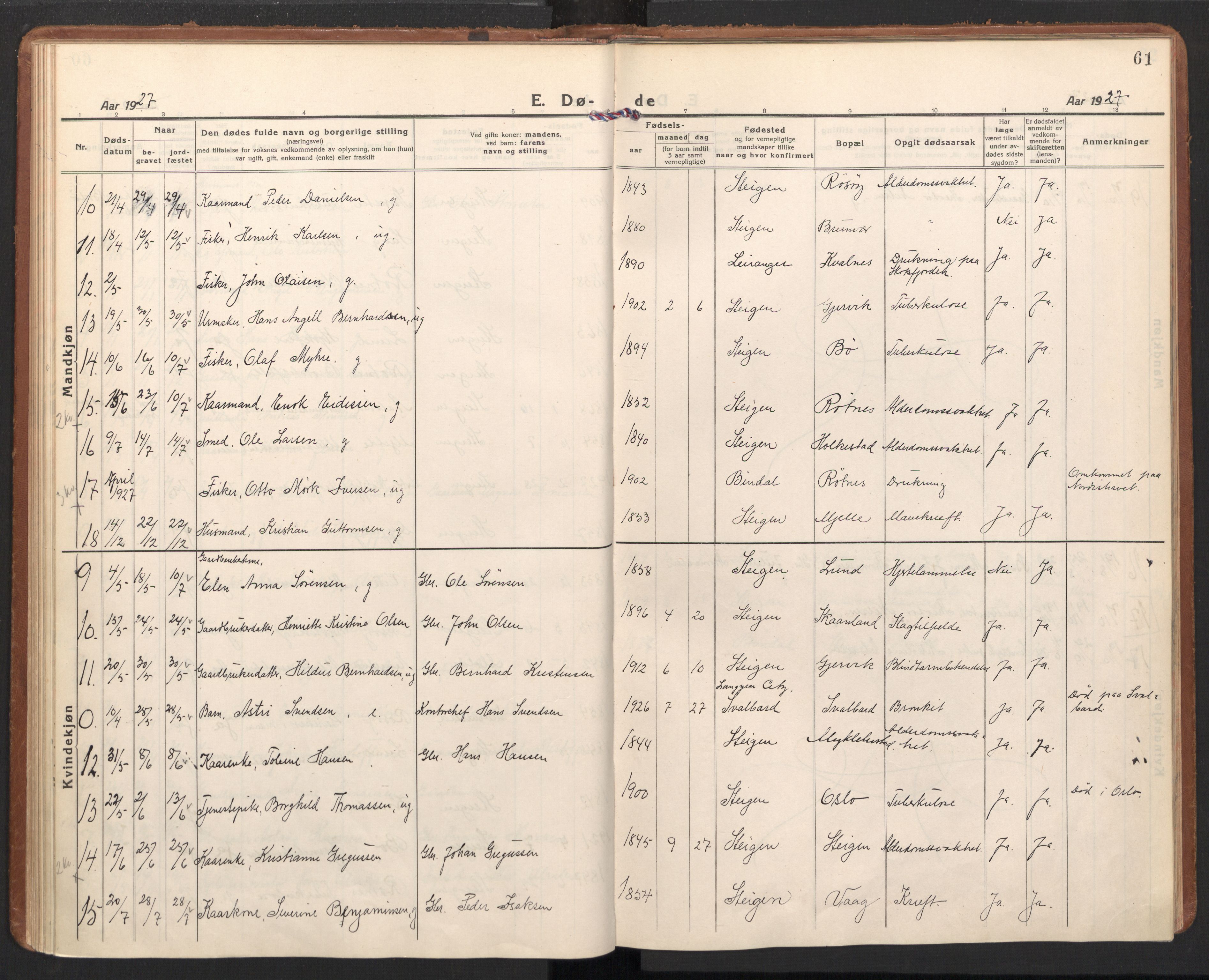 Ministerialprotokoller, klokkerbøker og fødselsregistre - Nordland, AV/SAT-A-1459/855/L0809: Ministerialbok nr. 855A18, 1921-1939, s. 61