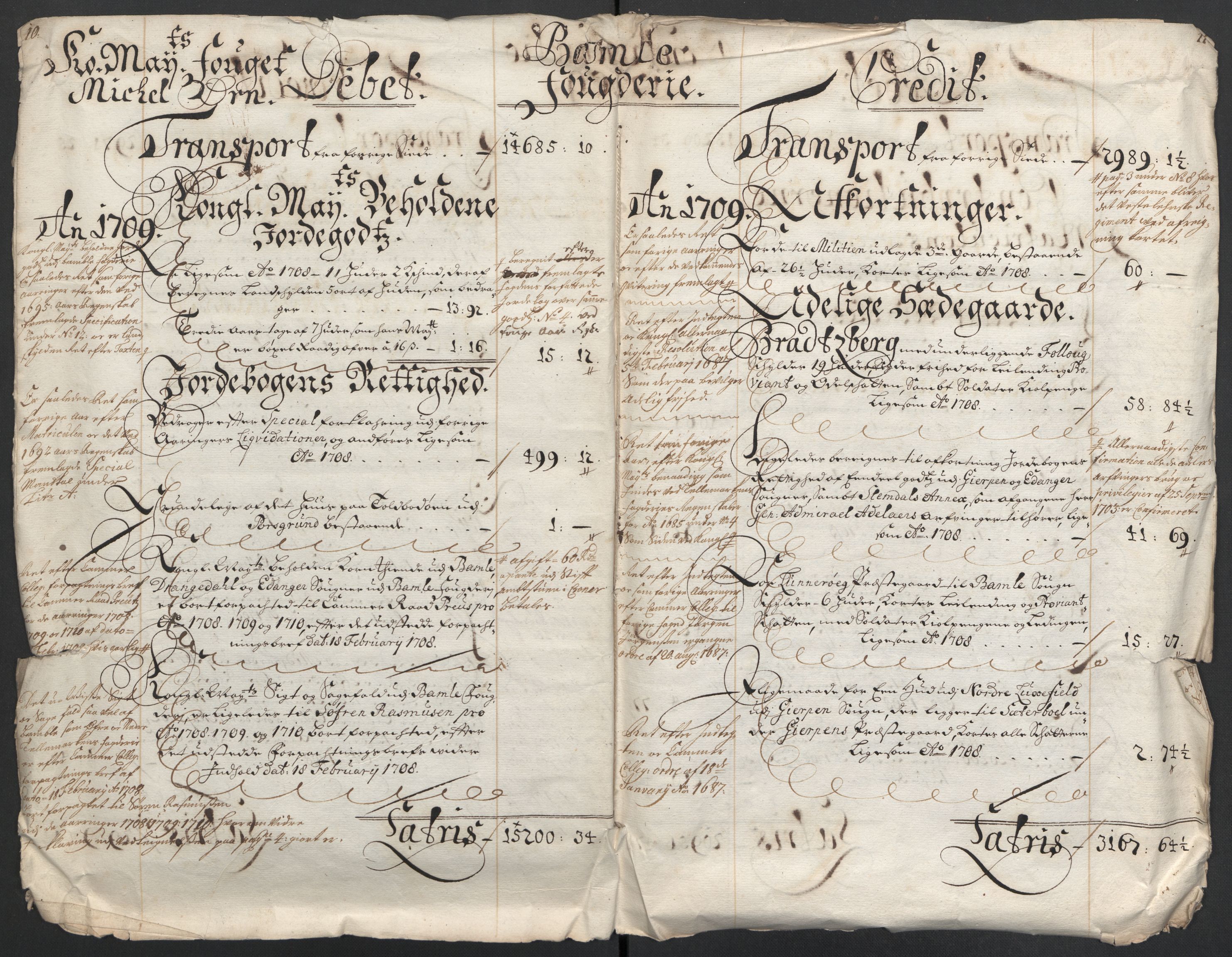 Rentekammeret inntil 1814, Reviderte regnskaper, Fogderegnskap, AV/RA-EA-4092/R36/L2118: Fogderegnskap Øvre og Nedre Telemark og Bamble, 1708-1709, s. 158