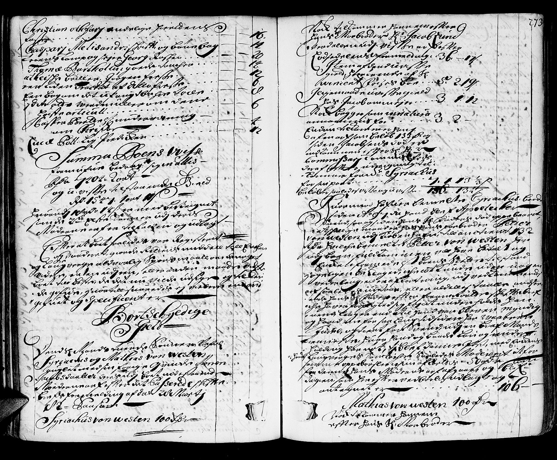 Trondheim byfogd, AV/SAT-A-0003/1/3/3A/L0004: Skifteprotokoll - gml.nr.4. (m/ register), 1695-1699, s. 272b-273a