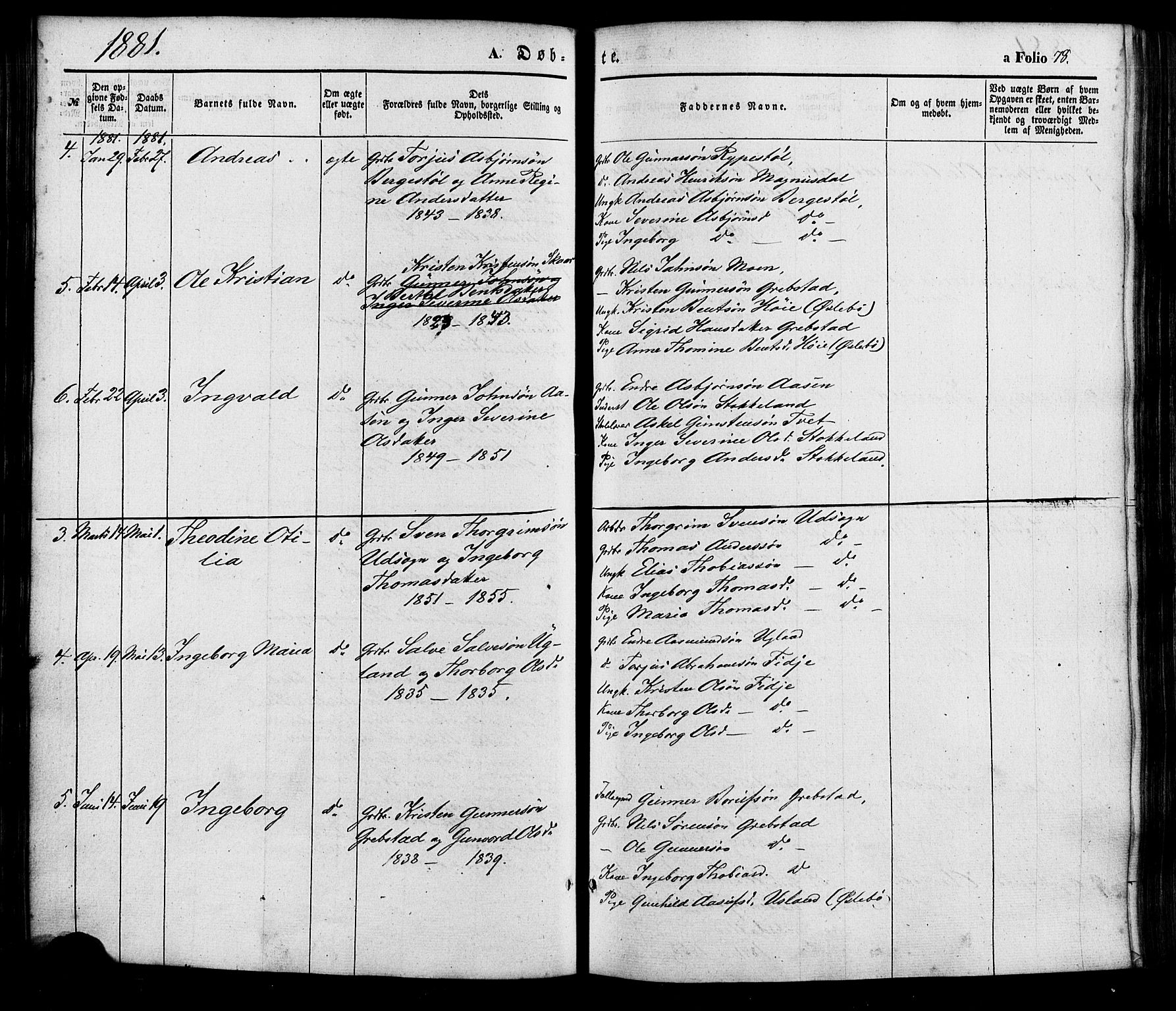 Søgne sokneprestkontor, AV/SAK-1111-0037/F/Fa/Faa/L0002: Ministerialbok nr. A 2, 1854-1882, s. 78