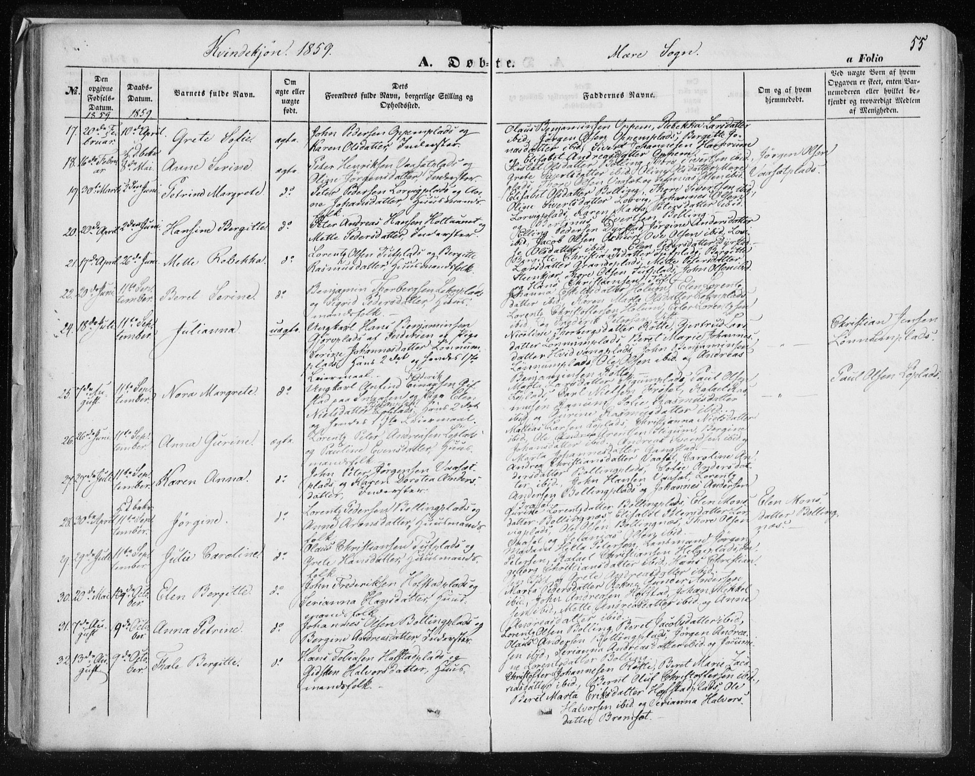 Ministerialprotokoller, klokkerbøker og fødselsregistre - Nord-Trøndelag, AV/SAT-A-1458/735/L0342: Ministerialbok nr. 735A07 /1, 1849-1862, s. 55