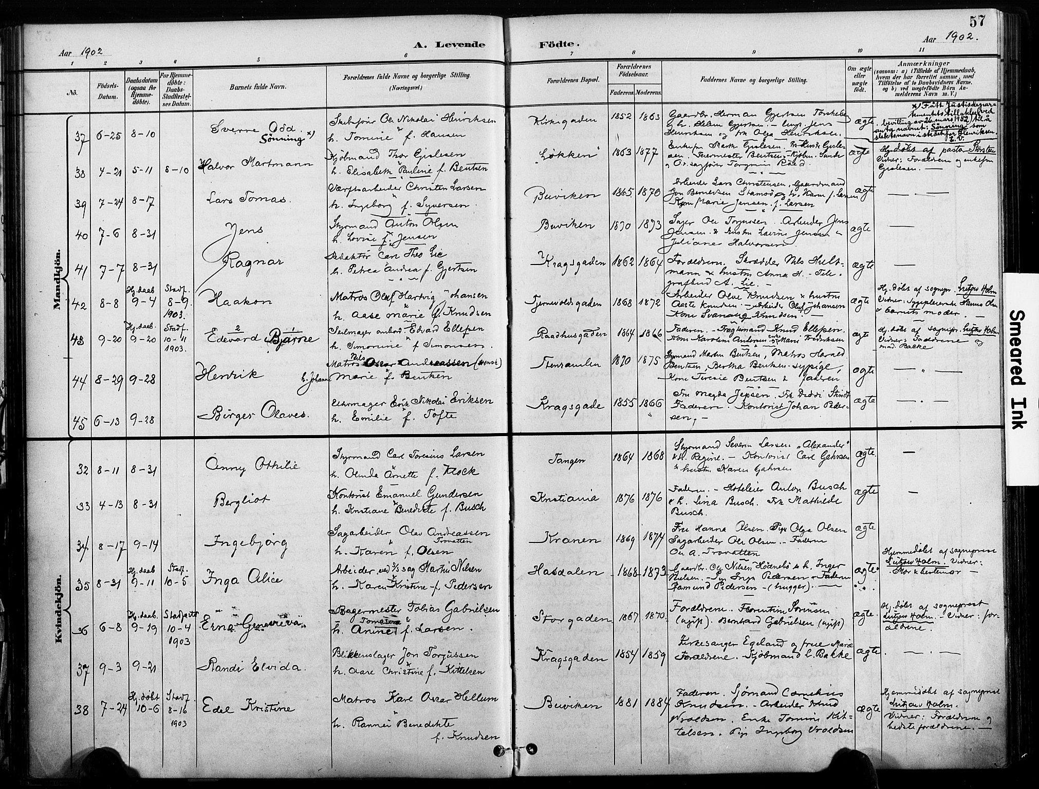 Risør sokneprestkontor, AV/SAK-1111-0035/F/Fa/L0010: Ministerialbok nr. A 10, 1896-1906, s. 57