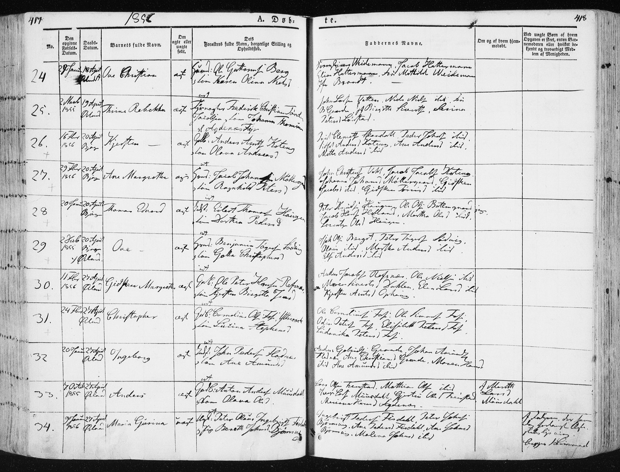 Ministerialprotokoller, klokkerbøker og fødselsregistre - Sør-Trøndelag, AV/SAT-A-1456/659/L0736: Ministerialbok nr. 659A06, 1842-1856, s. 417-418