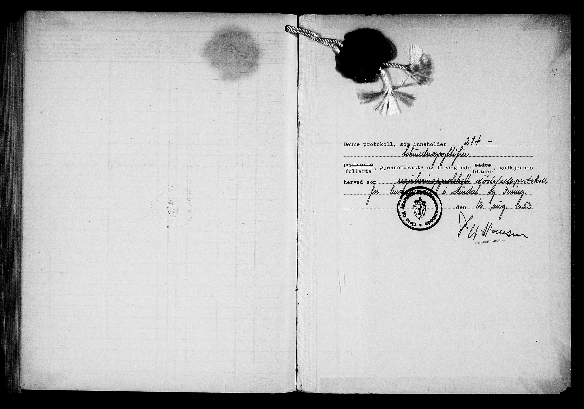 Hurdal og Feiring  lensmannskontor, SAO/A-10266b/H/Ha/Haa/L0003: Dødsfallprotokoll, 1954-1965