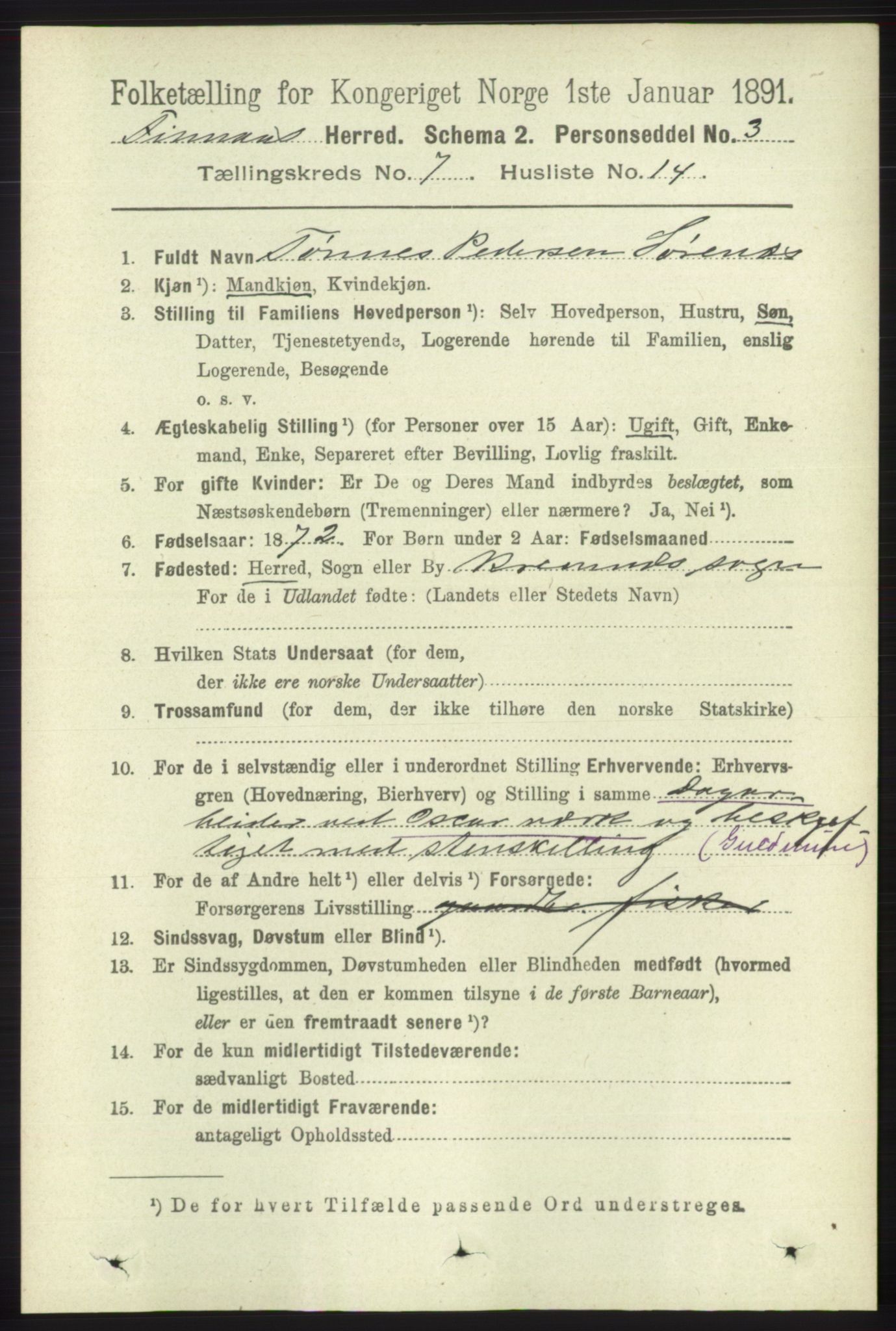RA, Folketelling 1891 for 1218 Finnås herred, 1891, s. 2715