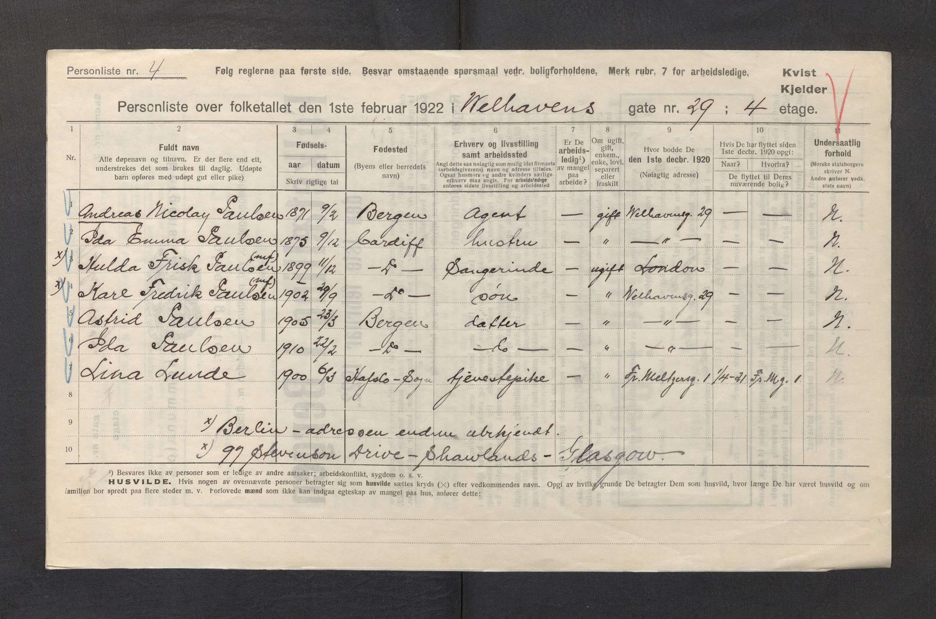 SAB, Kommunal folketelling 1922 for Bergen kjøpstad, 1922, s. 47144