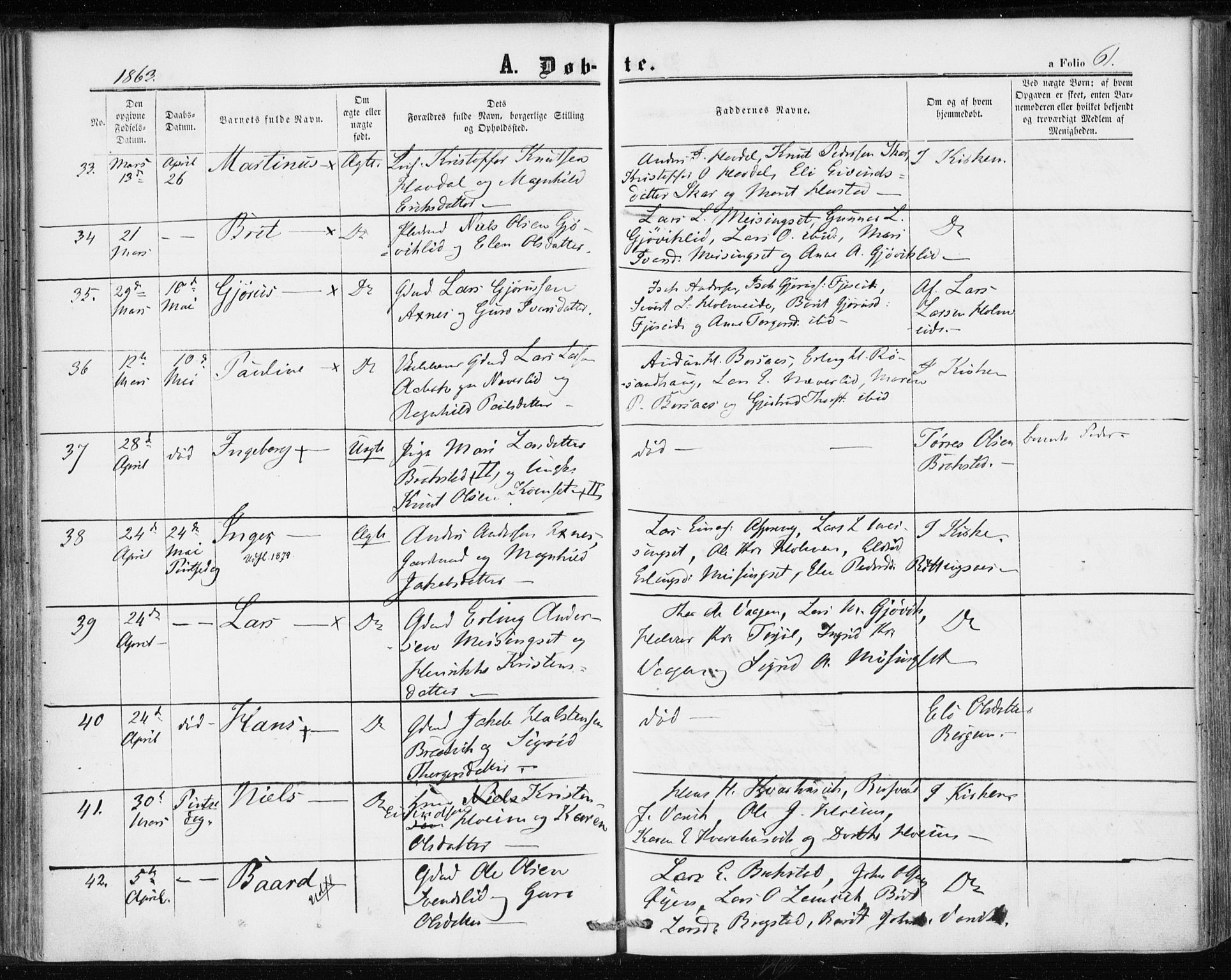 Ministerialprotokoller, klokkerbøker og fødselsregistre - Møre og Romsdal, AV/SAT-A-1454/586/L0985: Ministerialbok nr. 586A11, 1857-1866, s. 61