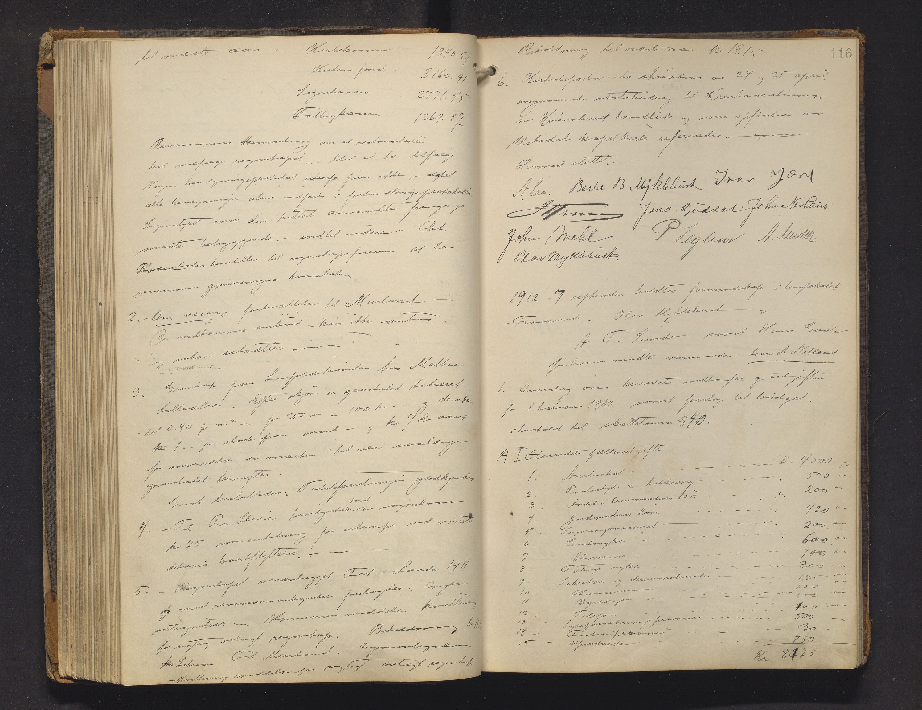 Kvinnherad kommune. Formannskapet, IKAH/1224-021/A/Aa/L0004: Møtebok for formannskap og heradstyre i Kvinnherad prestegjeld og styre i soknekommunane Kvinnherad, Ølve, Husnes og Ænes, 1907-1917, s. 116