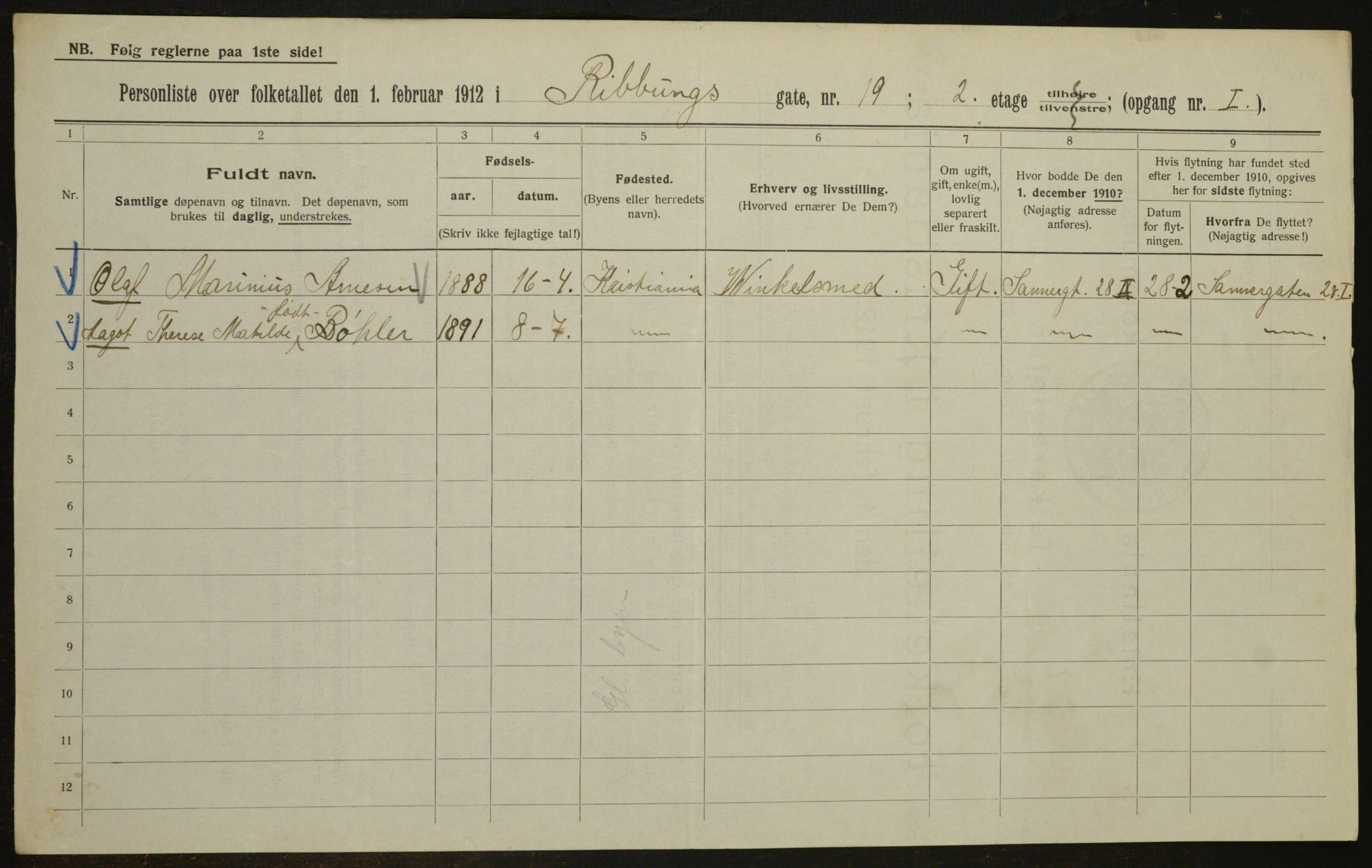 OBA, Kommunal folketelling 1.2.1912 for Kristiania, 1912, s. 83225