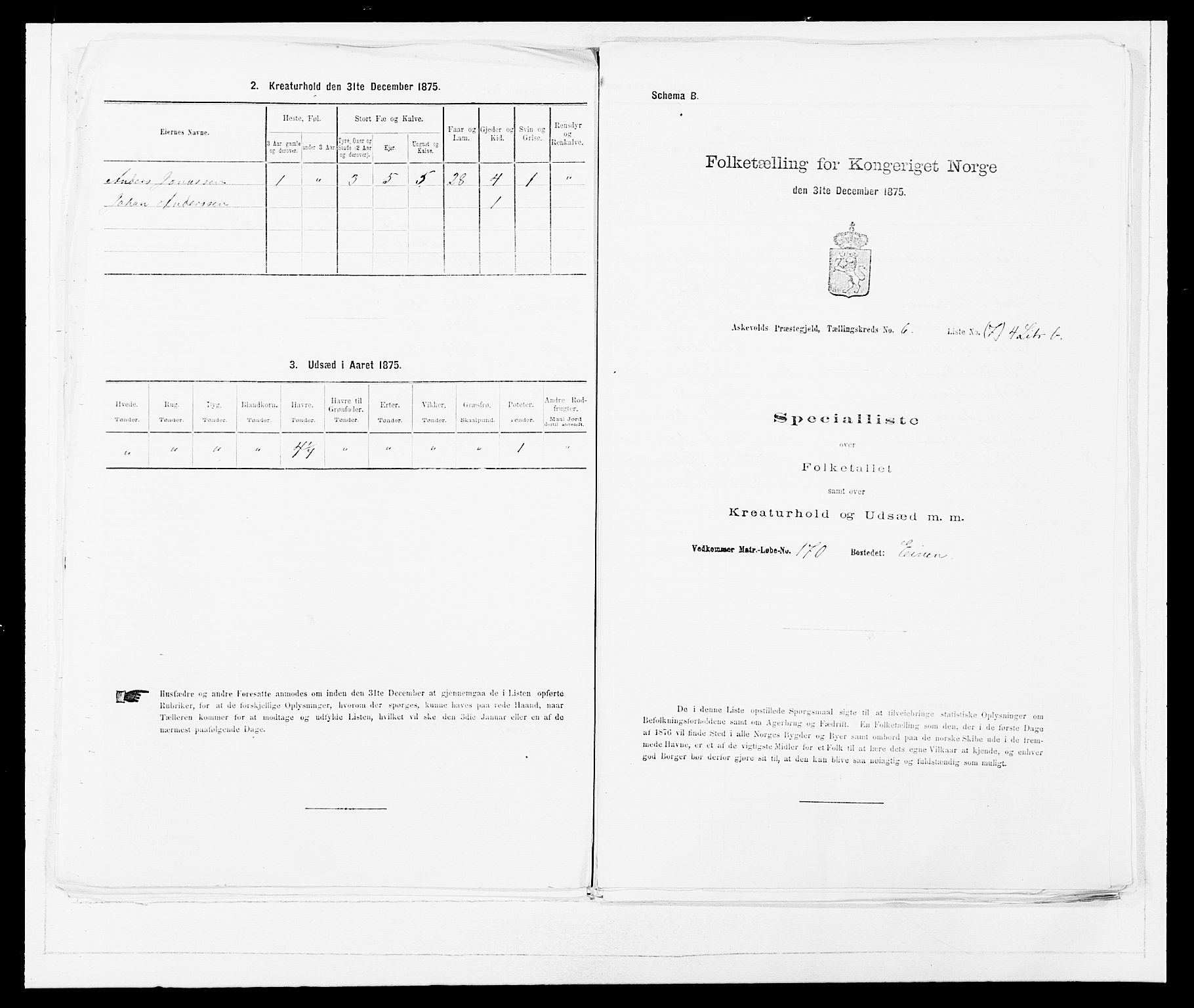 SAB, Folketelling 1875 for 1428P Askvoll prestegjeld, 1875, s. 503