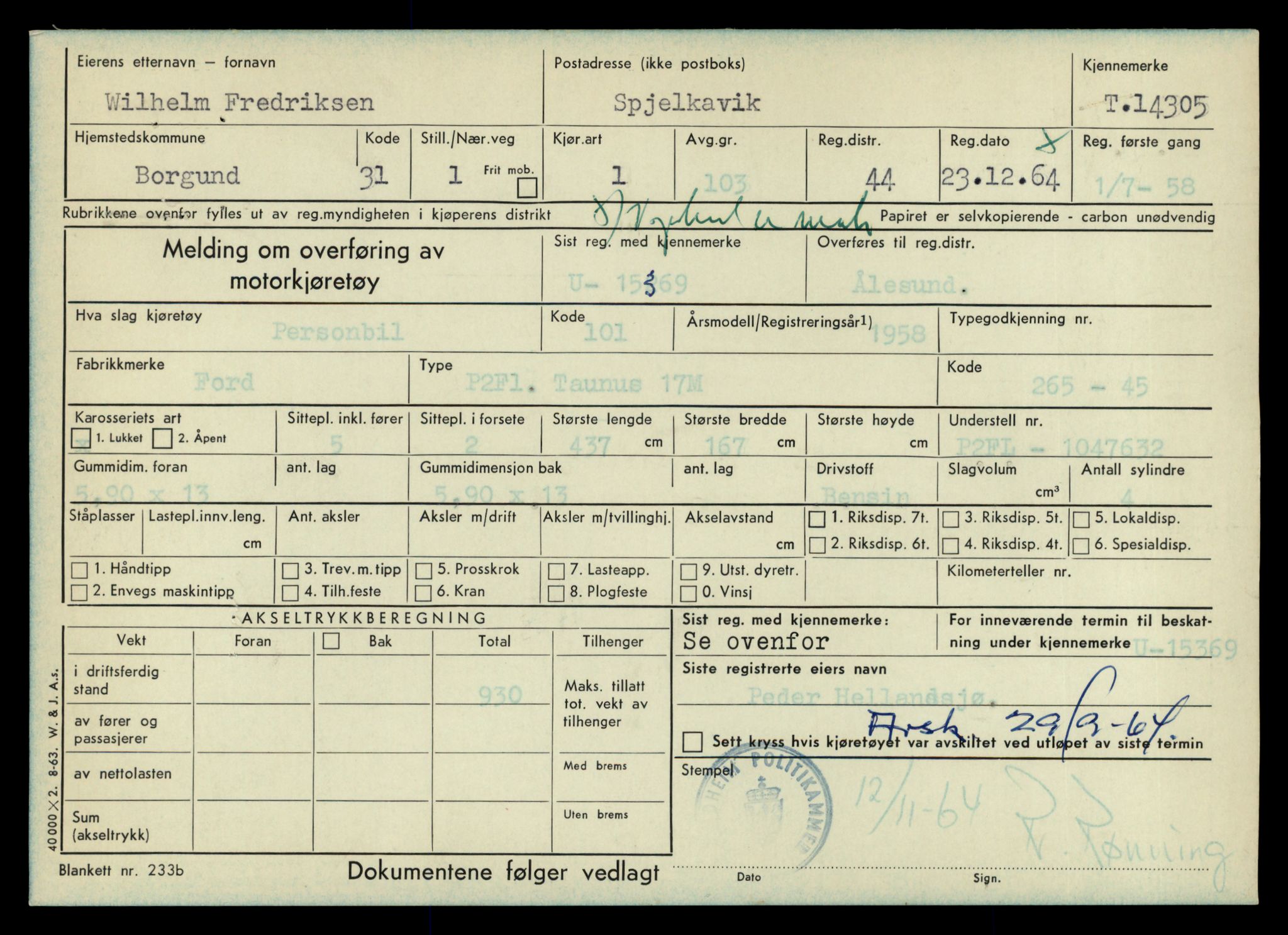 Møre og Romsdal vegkontor - Ålesund trafikkstasjon, AV/SAT-A-4099/F/Fe/L0044: Registreringskort for kjøretøy T 14205 - T 14319, 1927-1998, s. 2901