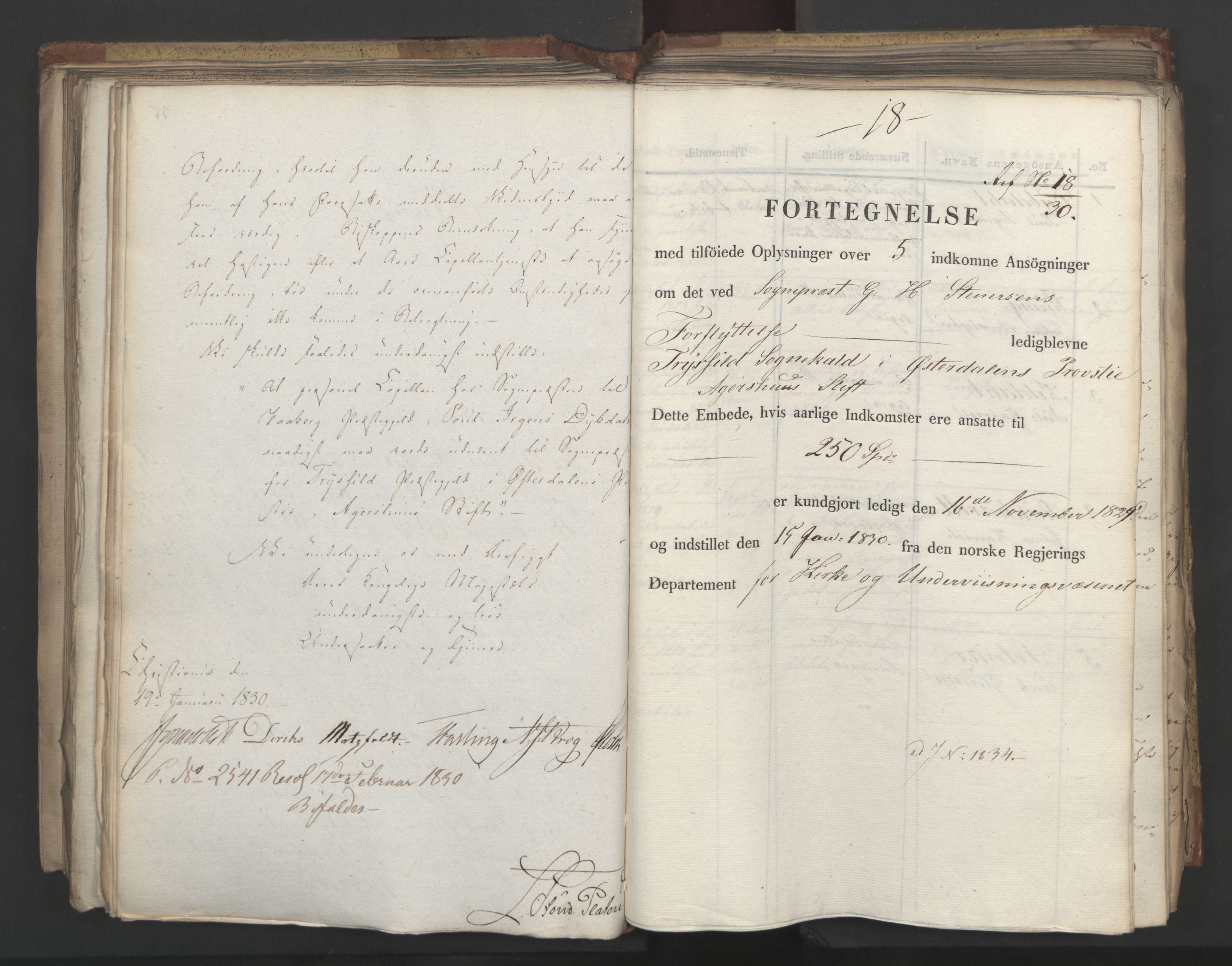 Statsrådsavdelingen i Stockholm, AV/RA-S-1003/D/Da/L0063: Regjeringsinnstillinger nr. 1788-1889, 1830, s. 316