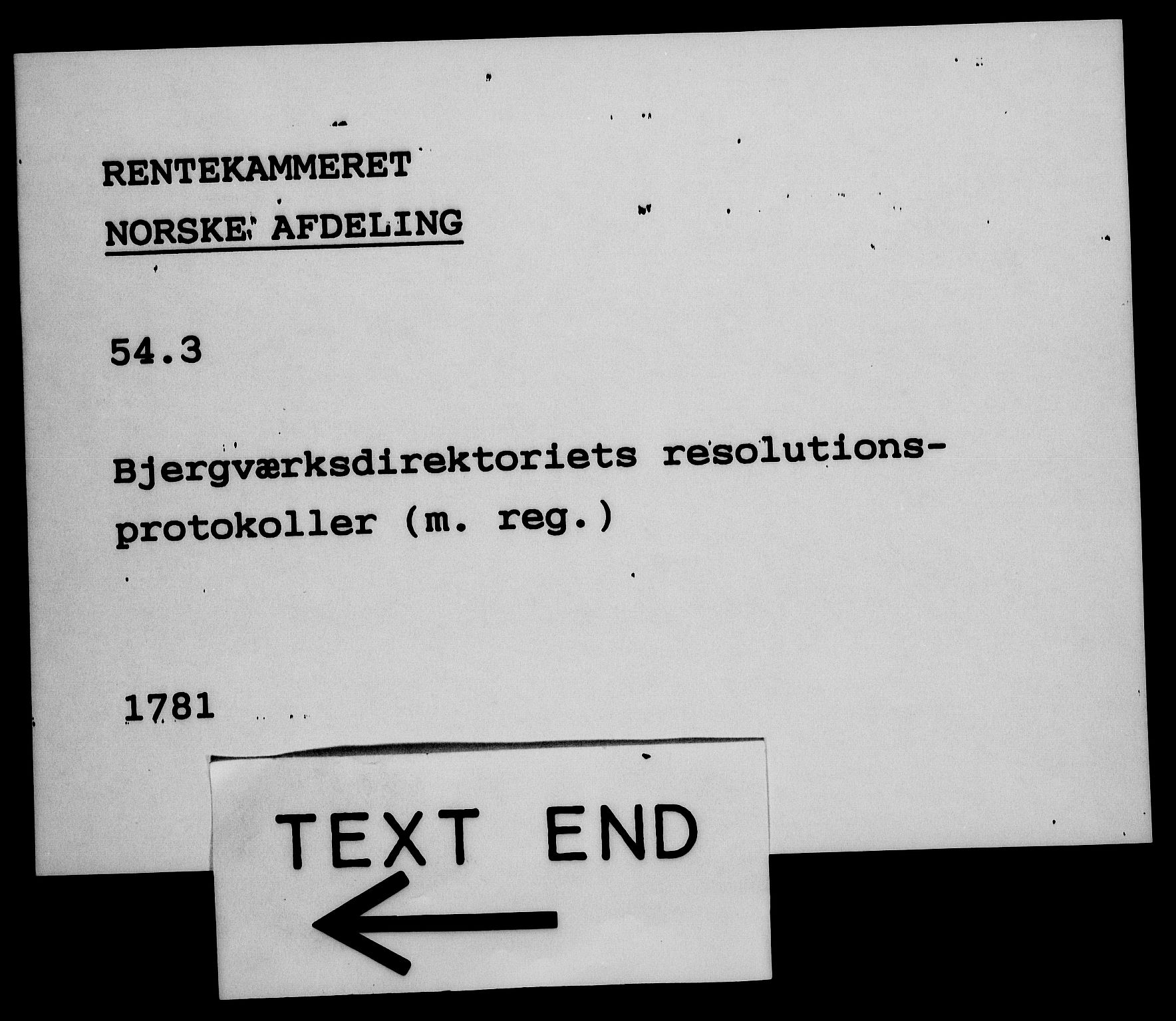 Rentekammeret, Renteskriverkontorene, AV/RA-EA-3115/M/Mf/Mfa/L0003: Resolusjonsprotokoll med register (merket RK 54.3), 1781