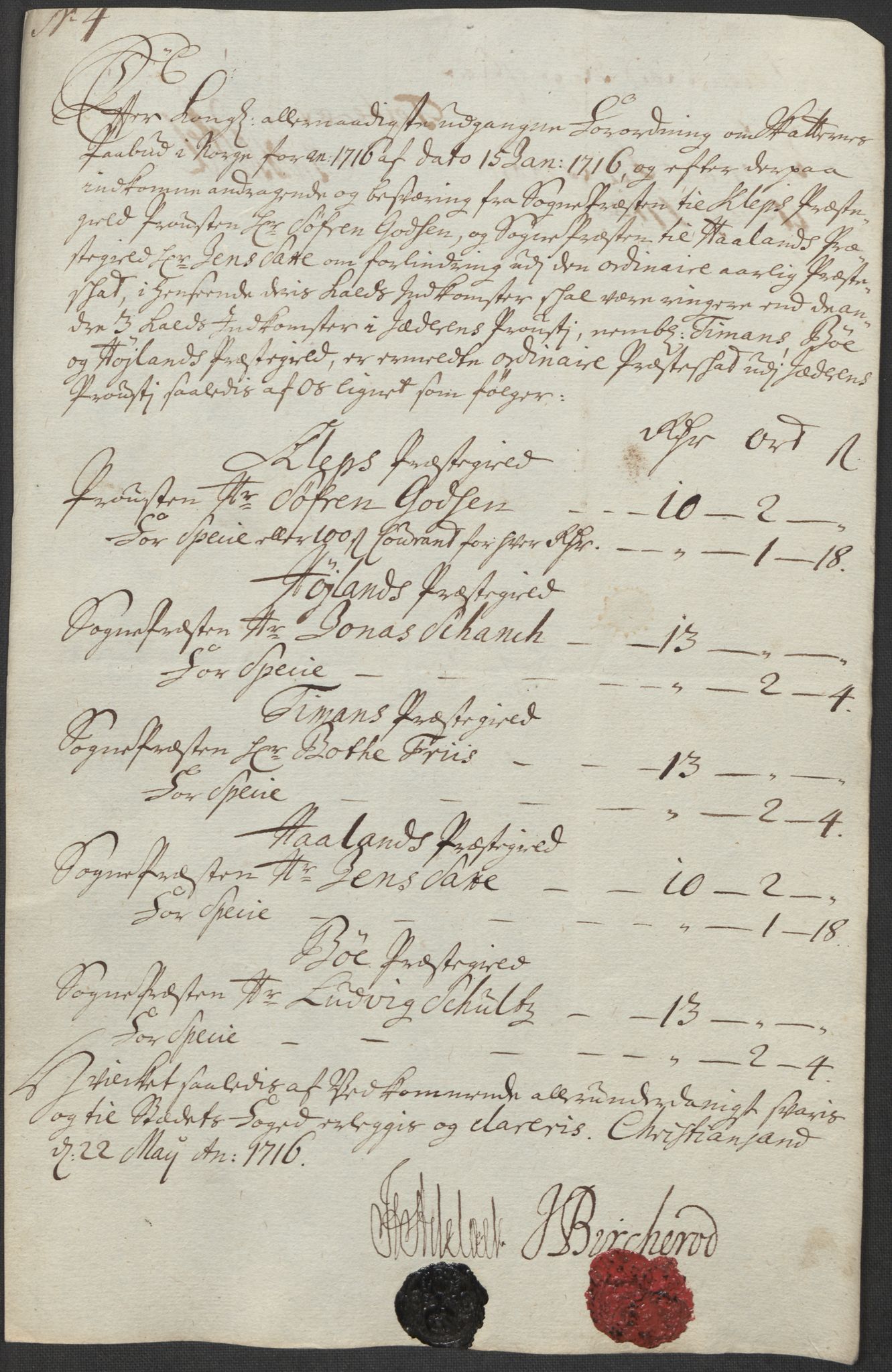 Rentekammeret inntil 1814, Reviderte regnskaper, Fogderegnskap, AV/RA-EA-4092/R46/L2740: Fogderegnskap Jæren og Dalane, 1715-1716, s. 317