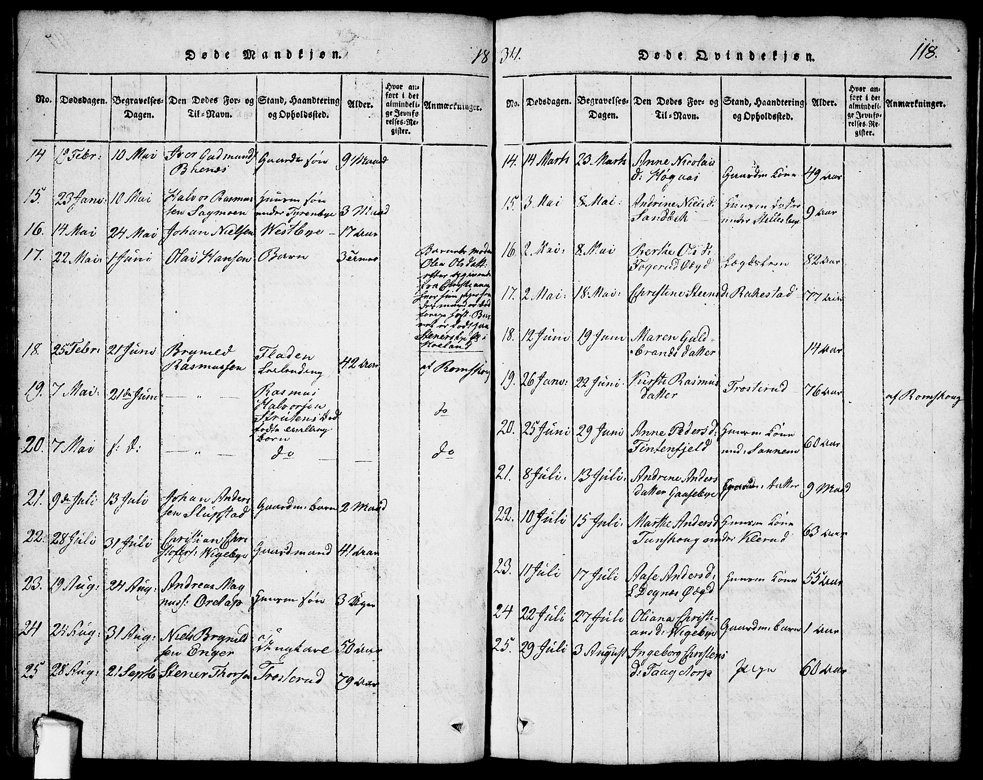 Rødenes prestekontor Kirkebøker, AV/SAO-A-2005/G/Ga/L0001: Klokkerbok nr.  I 1, 1814-1841, s. 118