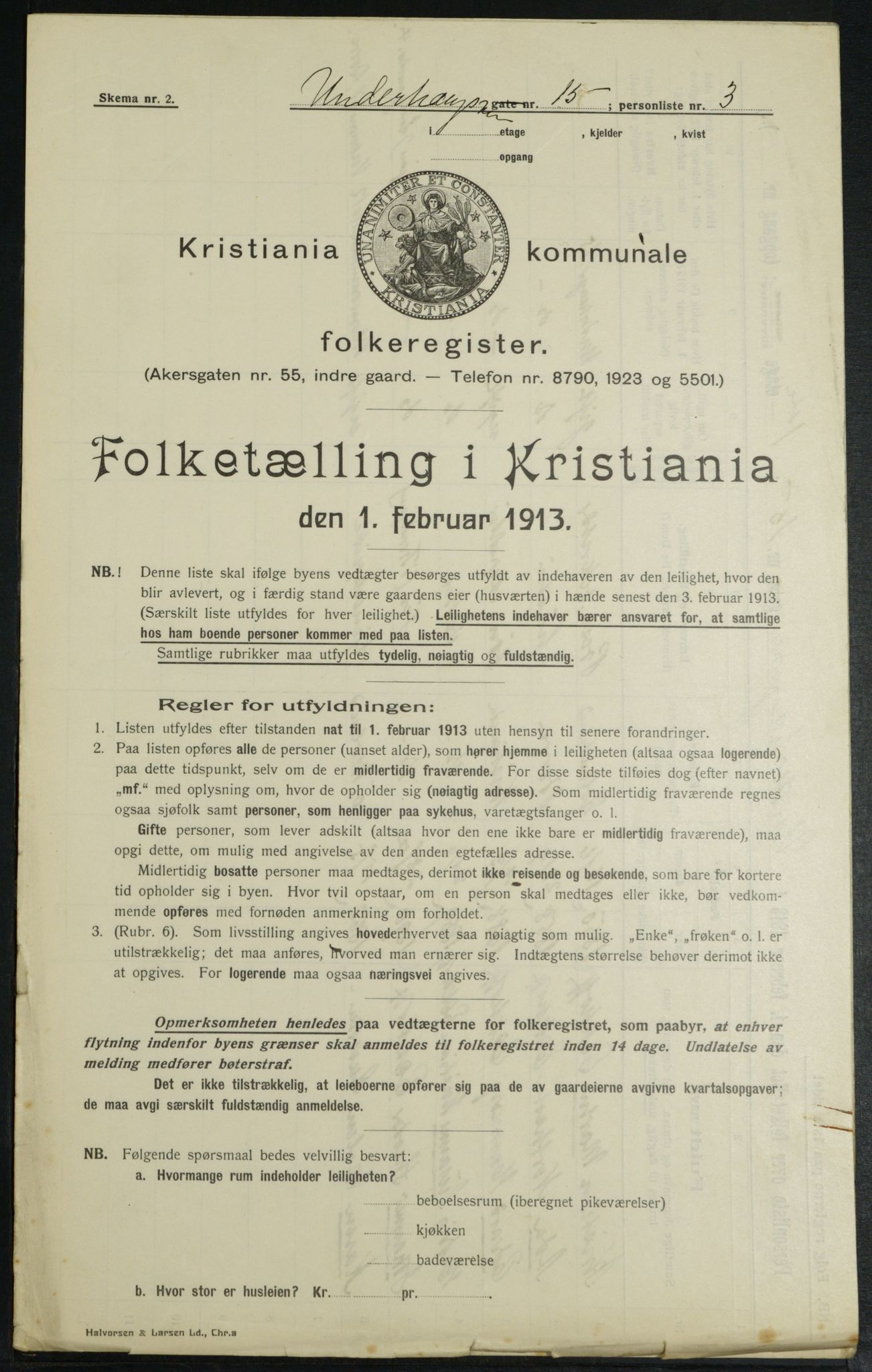 OBA, Kommunal folketelling 1.2.1913 for Kristiania, 1913, s. 119849