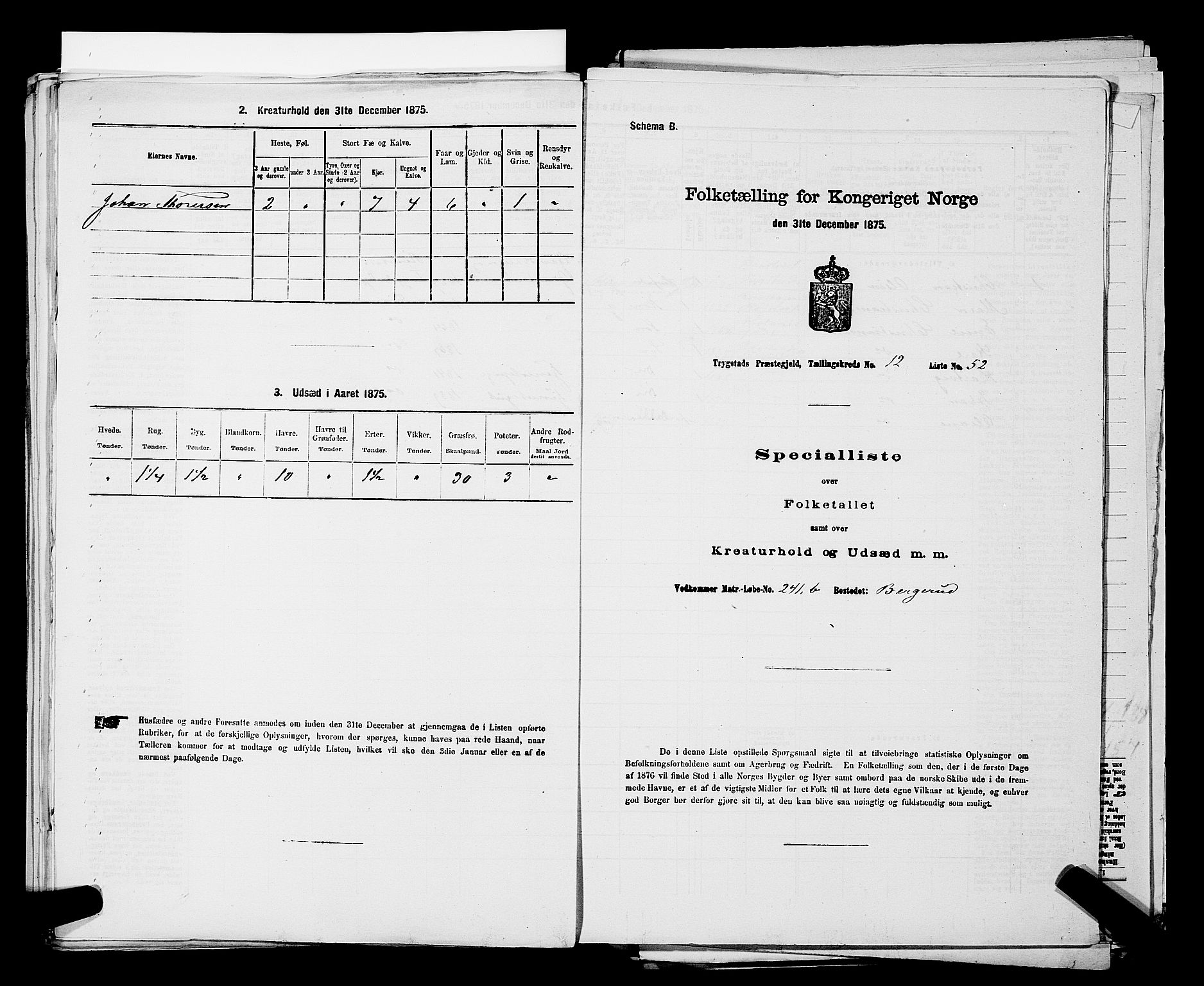 RA, Folketelling 1875 for 0122P Trøgstad prestegjeld, 1875, s. 1422