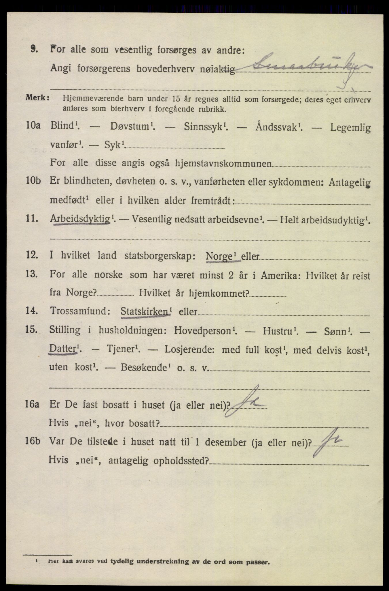 SAK, Folketelling 1920 for 0913 Søndeled herred, 1920, s. 1696