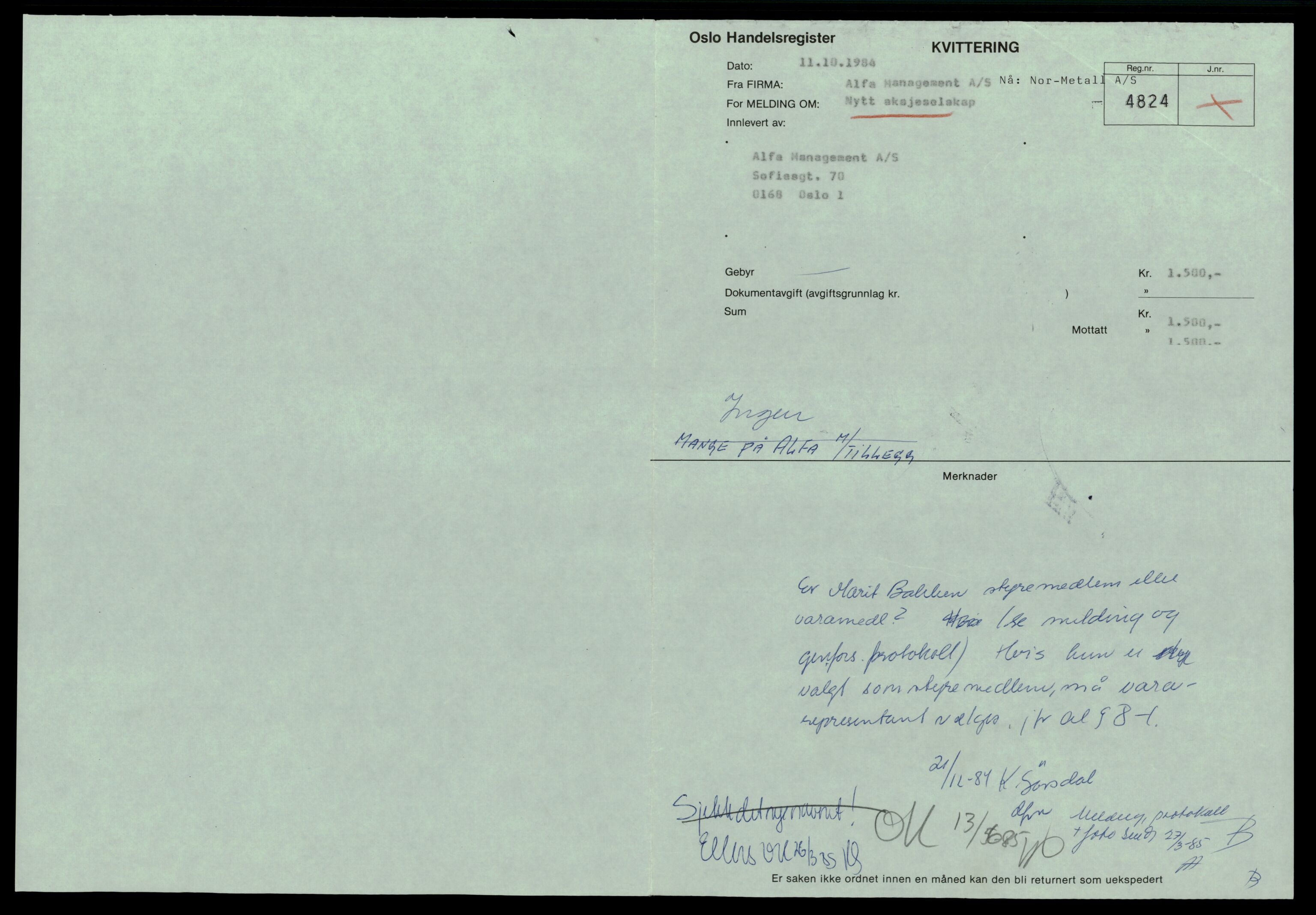 Oslo byfogd, Handelsregisteret, SAT/A-10867/G/Gc/Gca/L0567: Ikke konverterte foretak, Normet-Norpo, 1890-1990, s. 1
