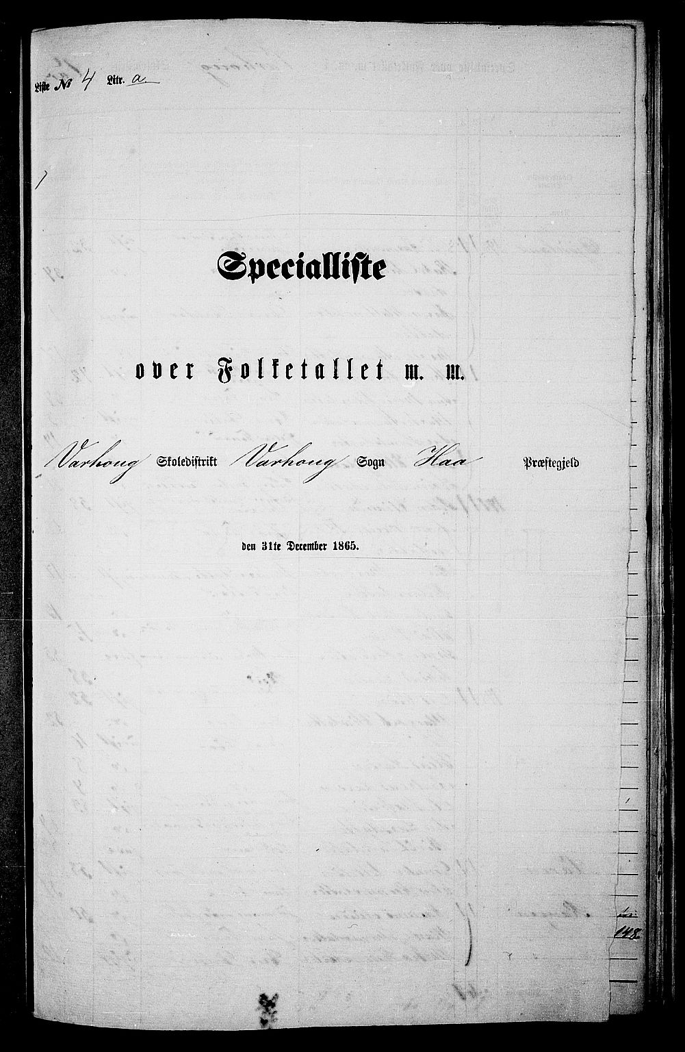 RA, Folketelling 1865 for 1119P Hå prestegjeld, 1865, s. 69