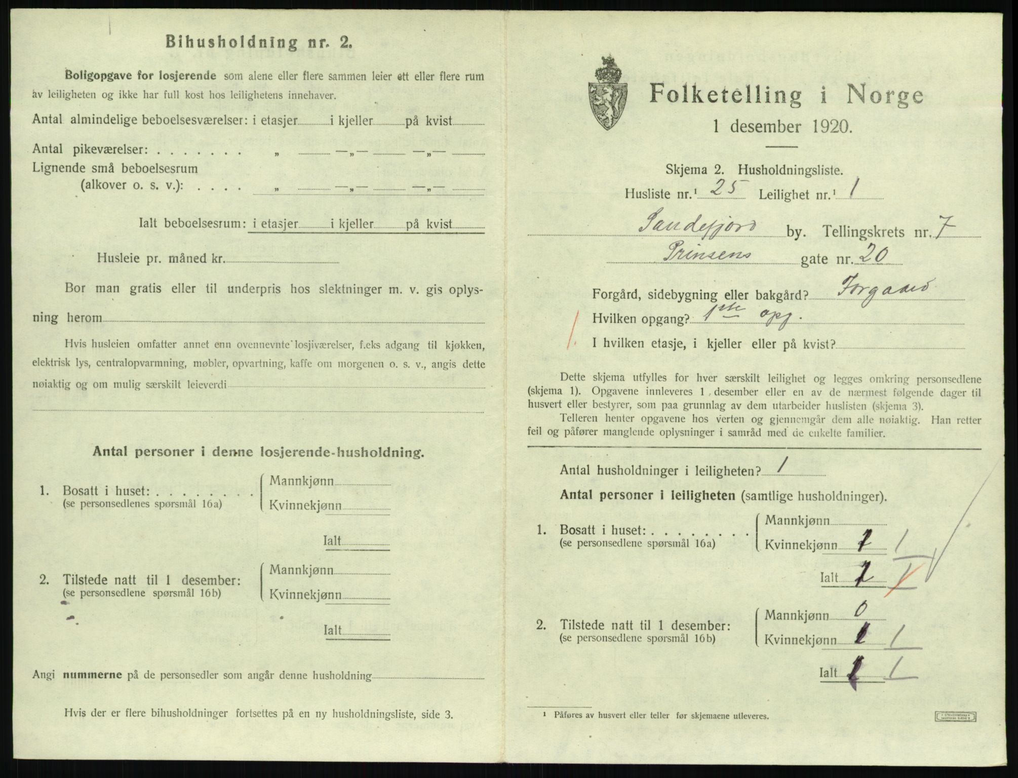 SAKO, Folketelling 1920 for 0706 Sandefjord kjøpstad, 1920, s. 3032