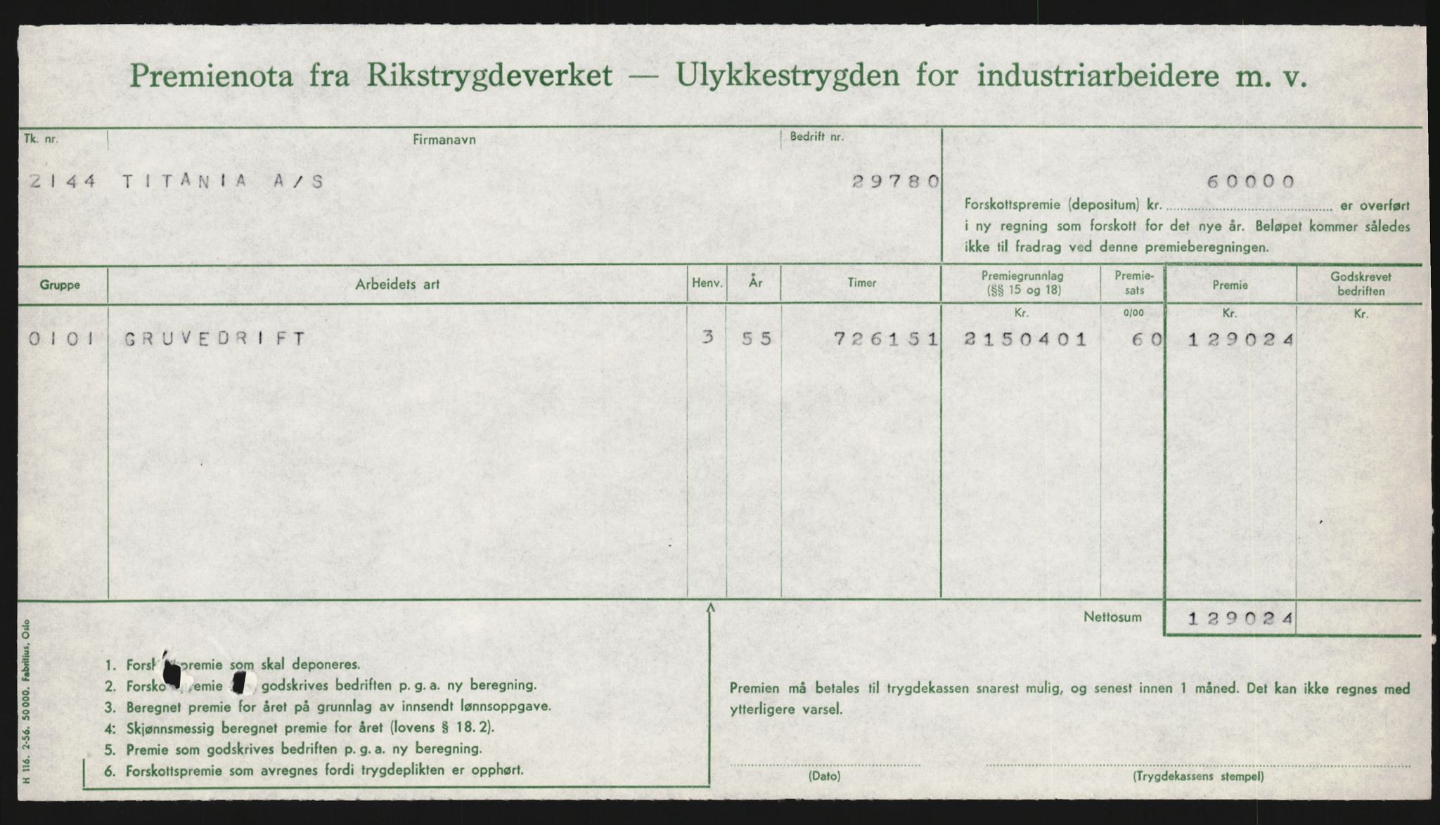 Rikstrygdeverket, Ulykkestrygdavdelingen, 1. ulykkestrygdkontor, AV/RA-S-4852/D/Dk/L1525/0001: -- / Sokndal: 29780 A/S Titania (Gruvedrift), 1917-1959