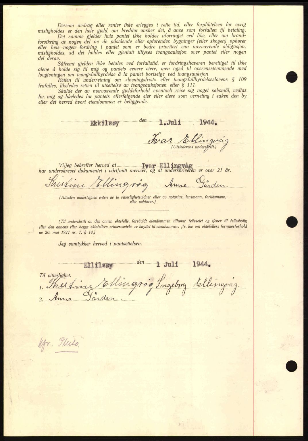 Nordmøre sorenskriveri, AV/SAT-A-4132/1/2/2Ca: Pantebok nr. B92, 1944-1945, Dagboknr: 1432/1944