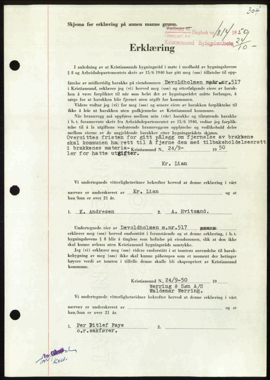 Kristiansund byfogd, AV/SAT-A-4587/A/27: Pantebok nr. 50, 1950-1950, Dagboknr: 1814/1950