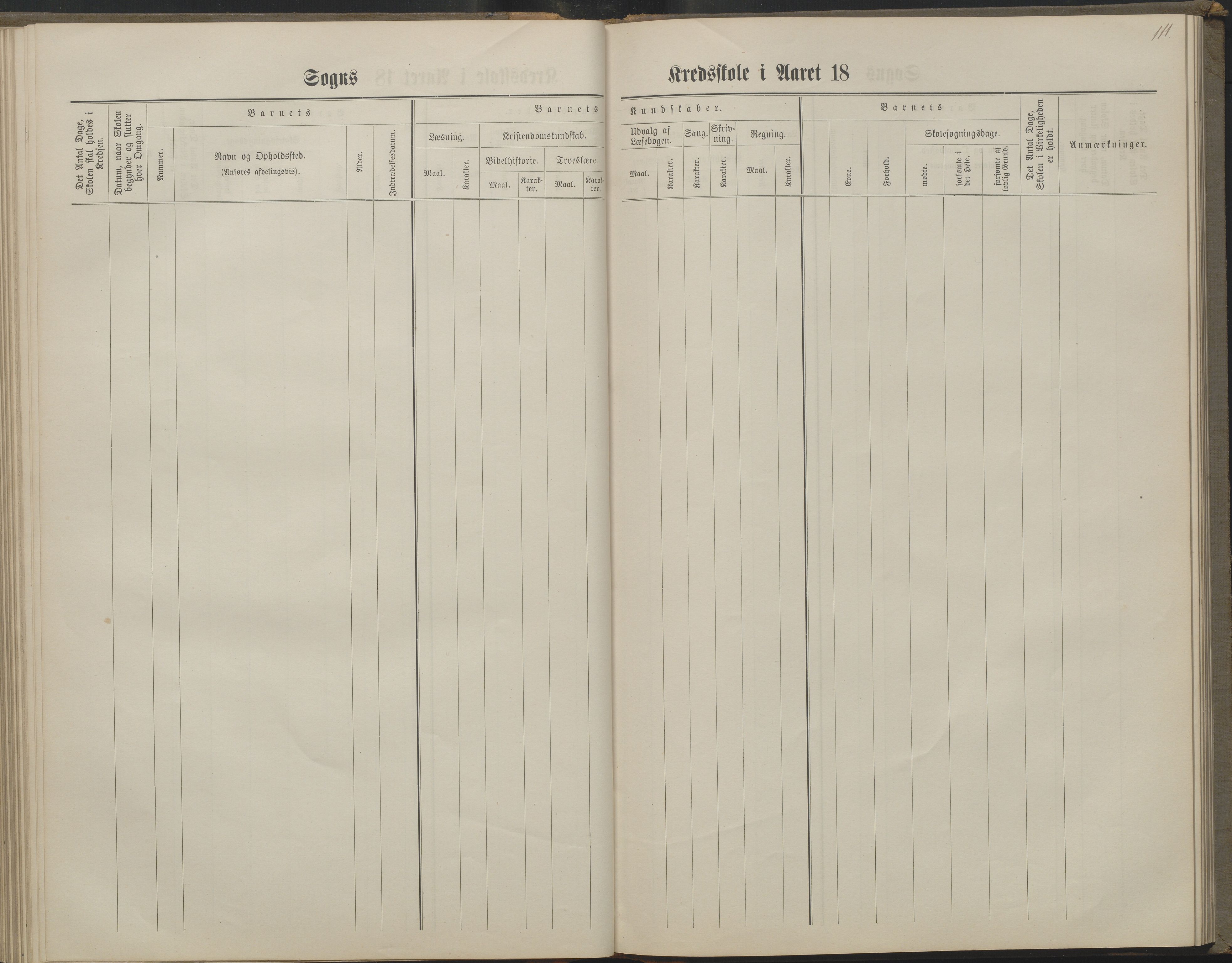 Arendal kommune, Katalog I, AAKS/KA0906-PK-I/07/L0160: Skoleprotokoll for nederste klasse, 1863-1877, s. 111