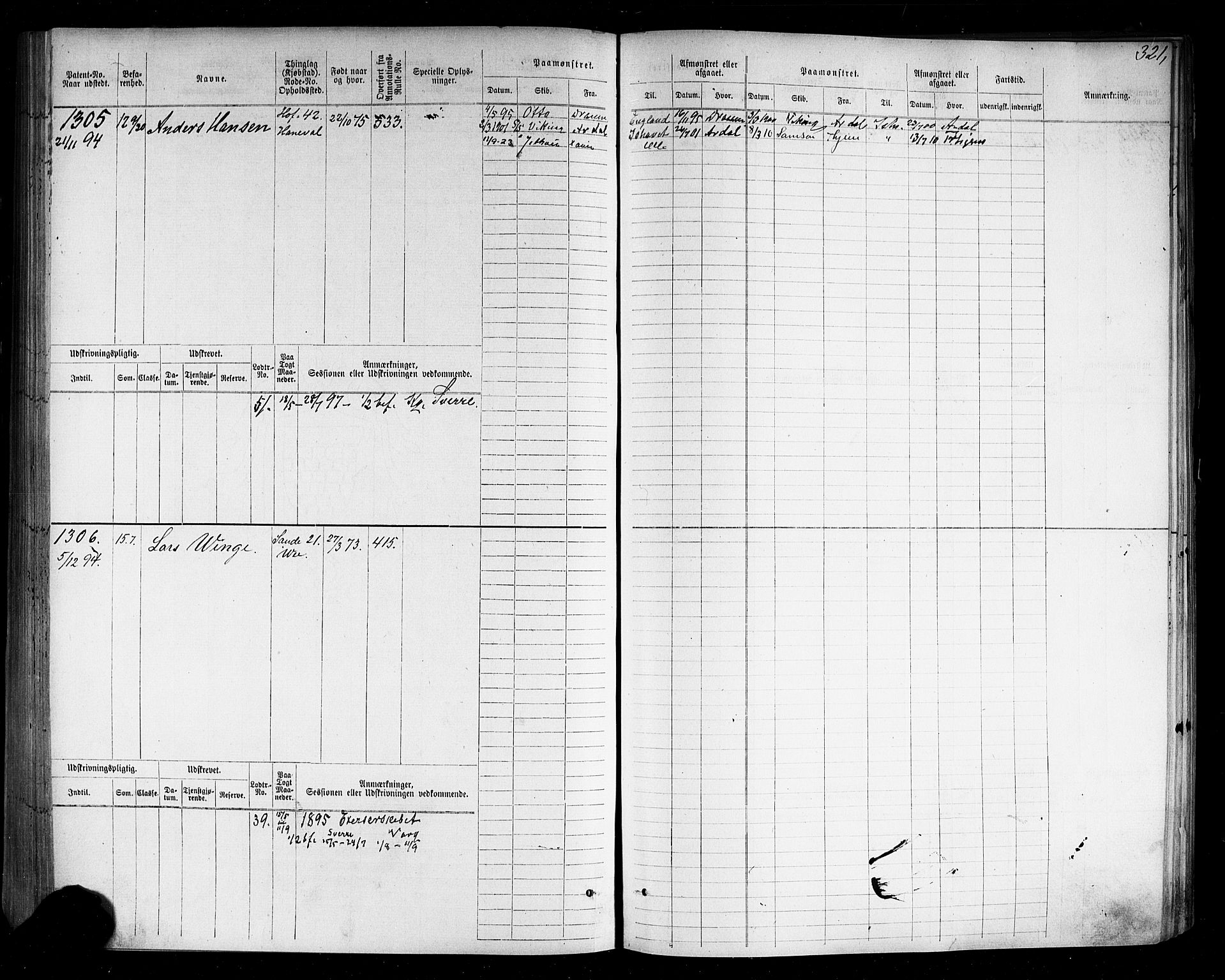 Holmestrand innrulleringskontor, SAKO/A-1151/F/Fc/L0003: Hovedrulle, 1872-1921, s. 329