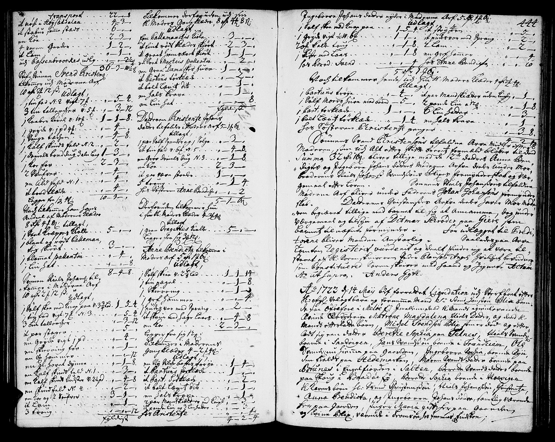 Helgeland sorenskriveri, AV/SAT-A-0004/3/3A/L0006: Skifteprotokoll 5B, 1721-1725, s. 443b-444a