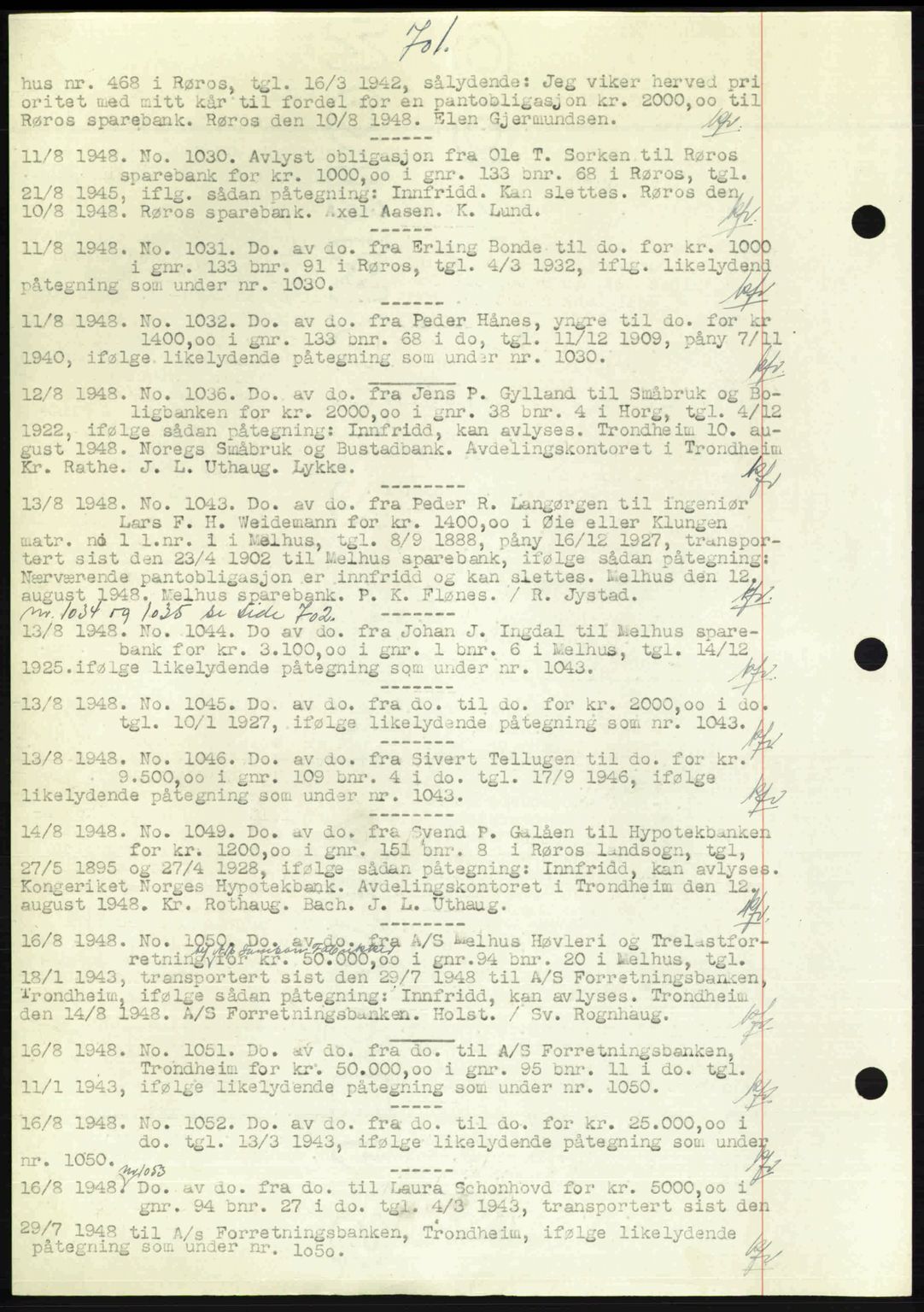 Gauldal sorenskriveri, SAT/A-0014/1/2/2C: Pantebok nr. A6, 1948-1948, Dagboknr: 1030/1948
