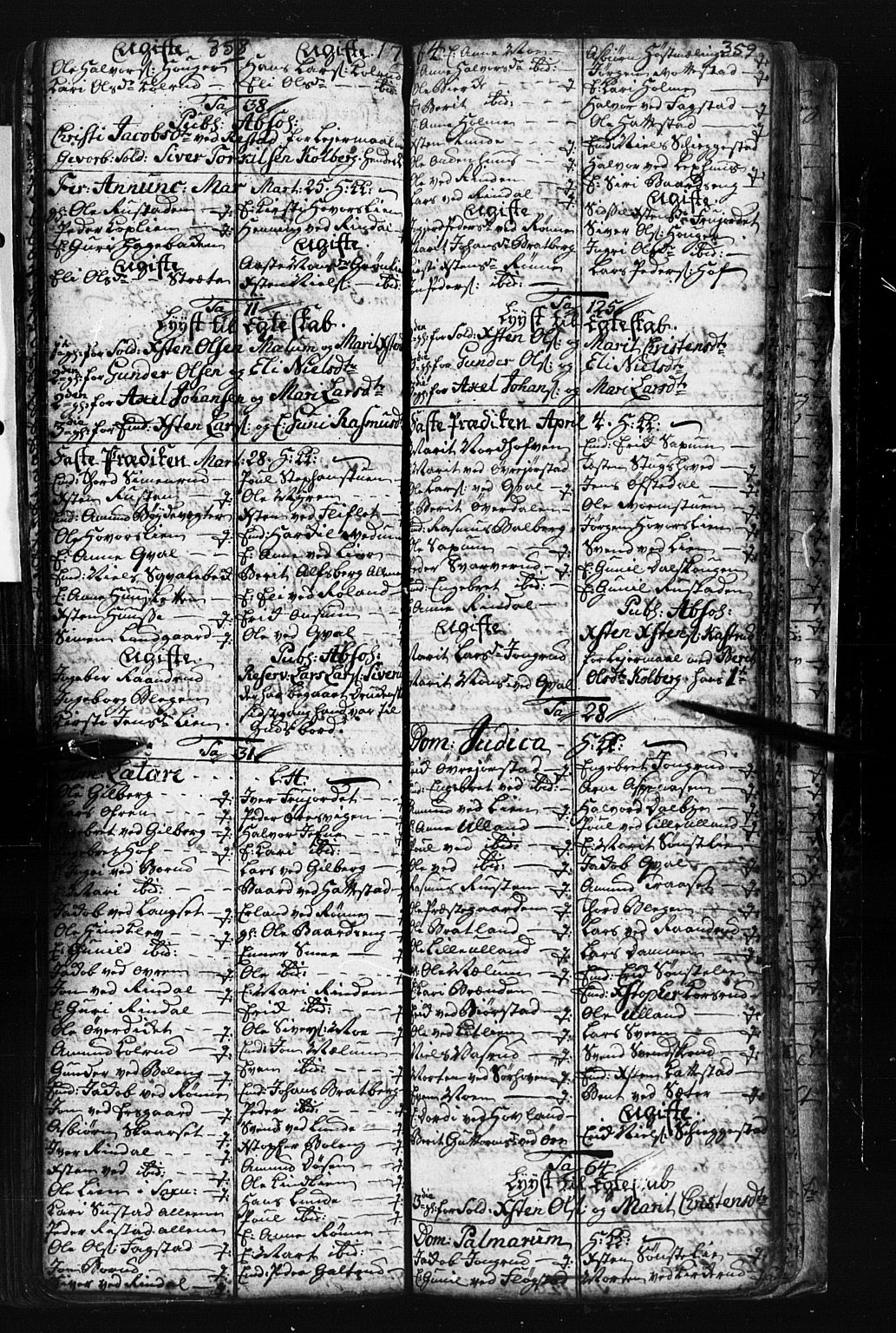 Fåberg prestekontor, AV/SAH-PREST-086/H/Ha/Hab/L0001: Klokkerbok nr. 1, 1727-1767, s. 358-359