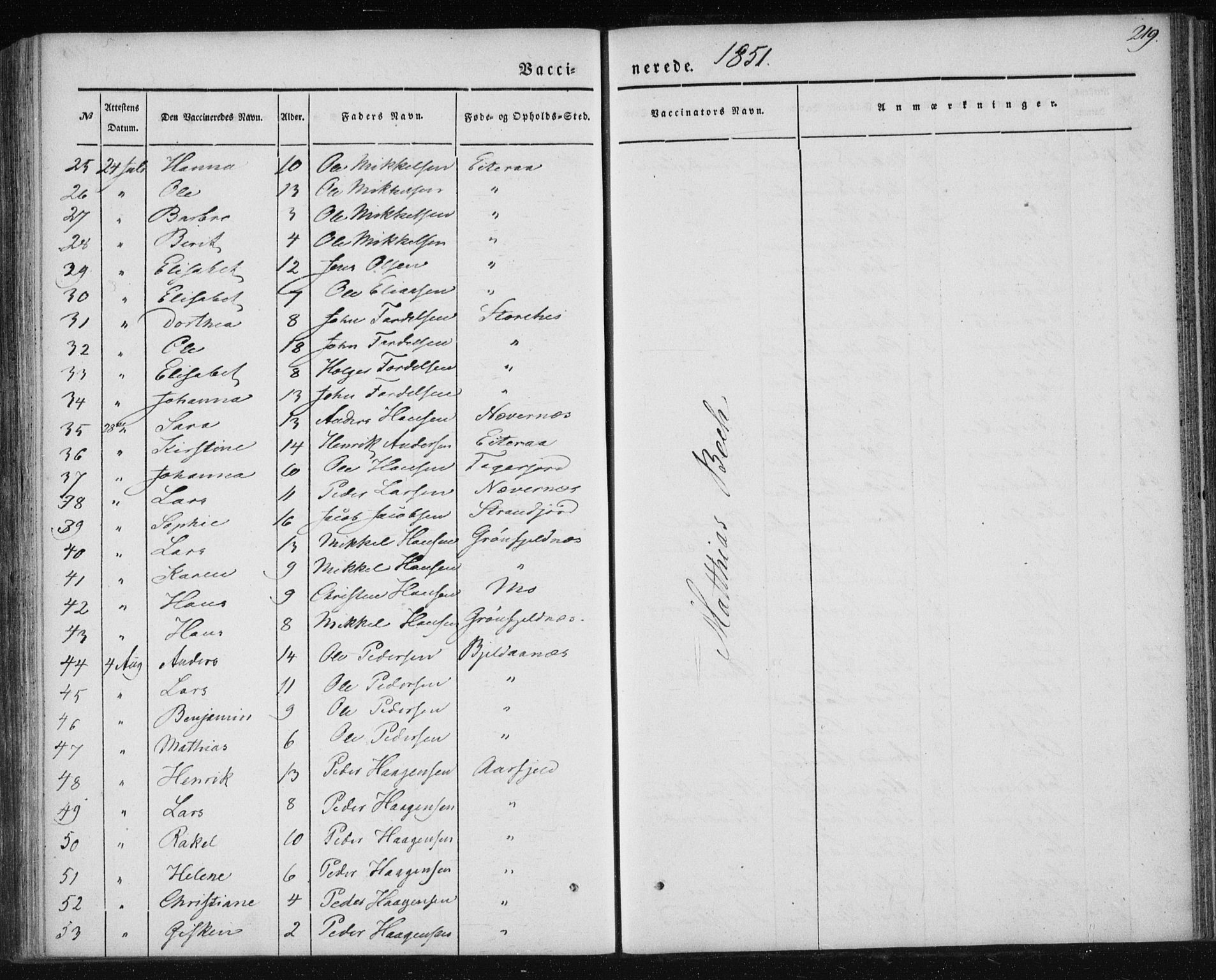 Ministerialprotokoller, klokkerbøker og fødselsregistre - Nordland, AV/SAT-A-1459/827/L0391: Ministerialbok nr. 827A03, 1842-1852, s. 219