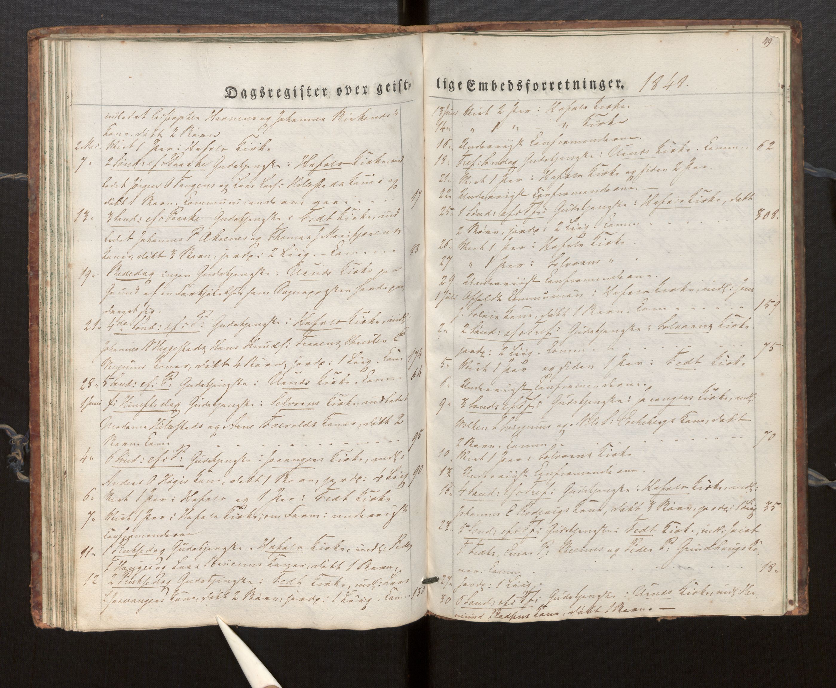 Hafslo sokneprestembete, SAB/A-80301/H/Haa/Haaf/L0001: Dagregister nr. F 1, 1834-1854, s. 49