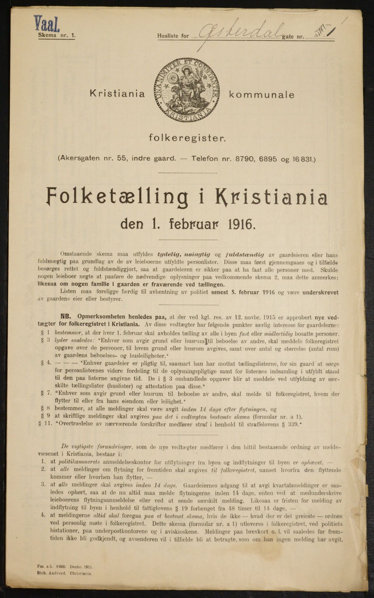 OBA, Kommunal folketelling 1.2.1916 for Kristiania, 1916, s. 132593