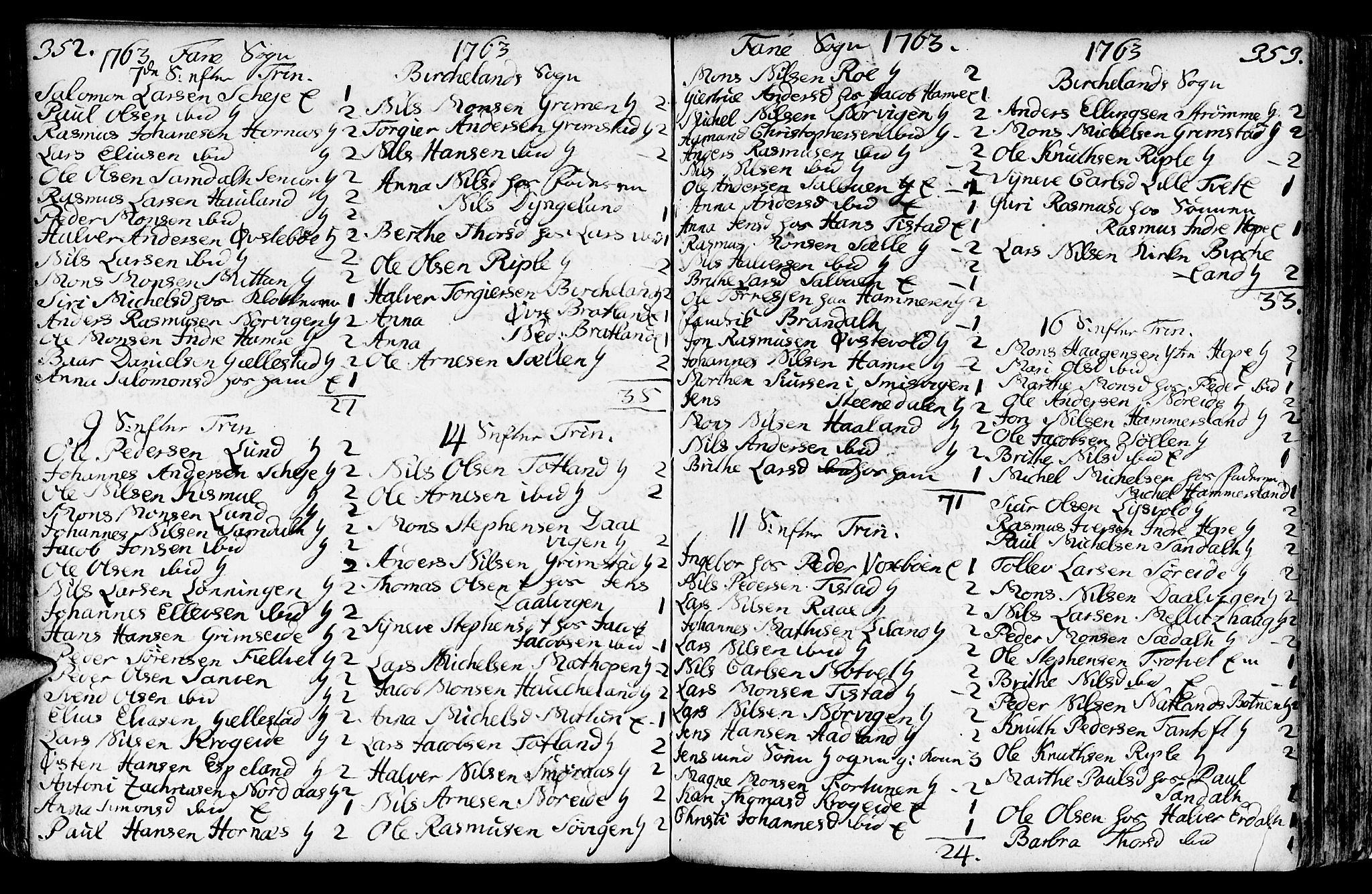Fana Sokneprestembete, AV/SAB-A-75101/H/Haa/Haaa/L0004: Ministerialbok nr. A 4, 1757-1774, s. 352-353