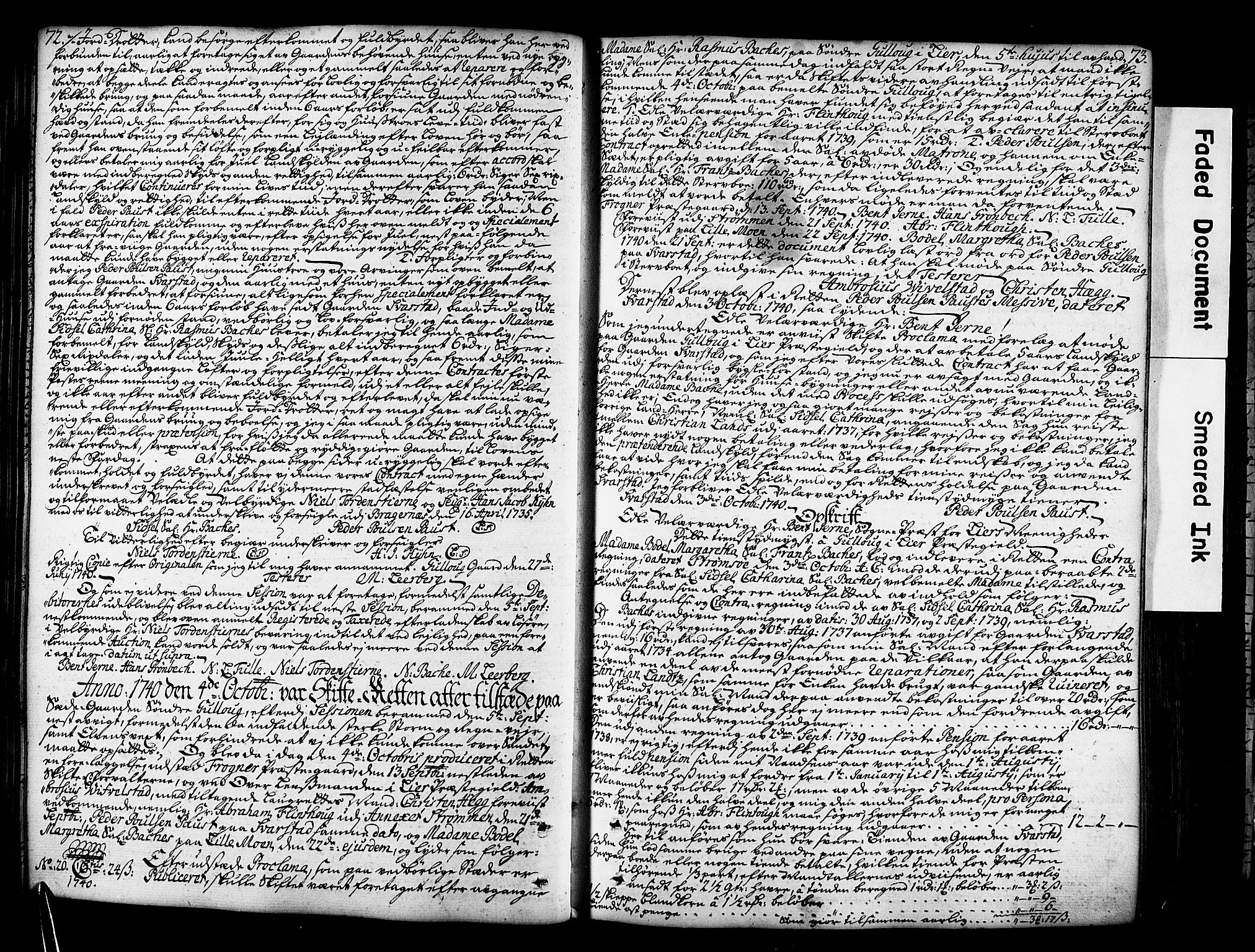 Bragernes prosti, AV/SAKO-A-430/O/Ob/L0002: Skifteprotokoll, 1739-1776, s. 72-73