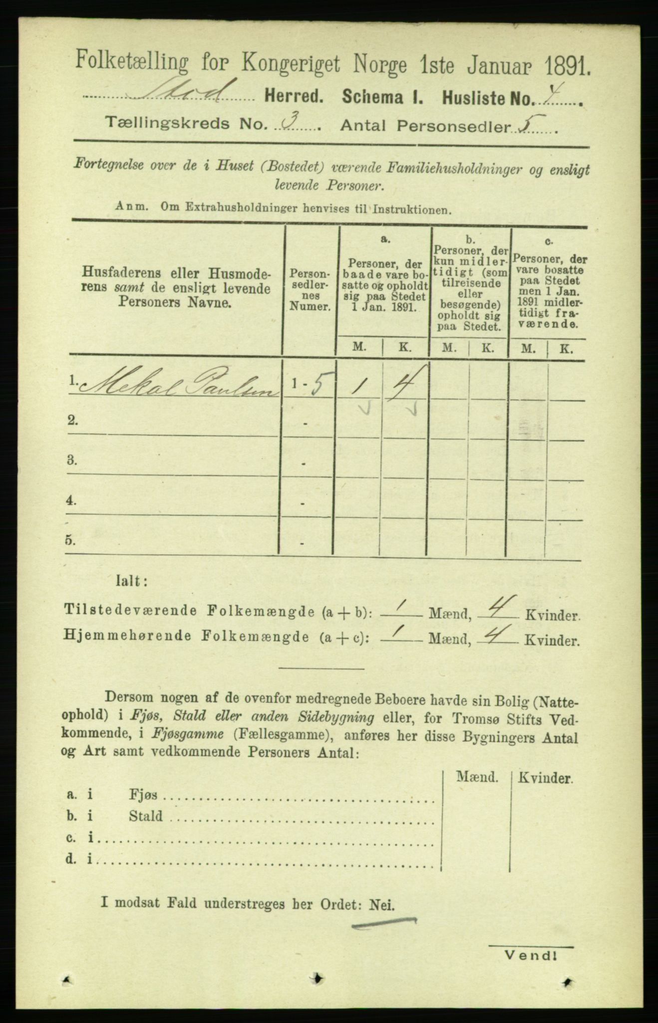 RA, Folketelling 1891 for 1734 Stod herred, 1891, s. 1263