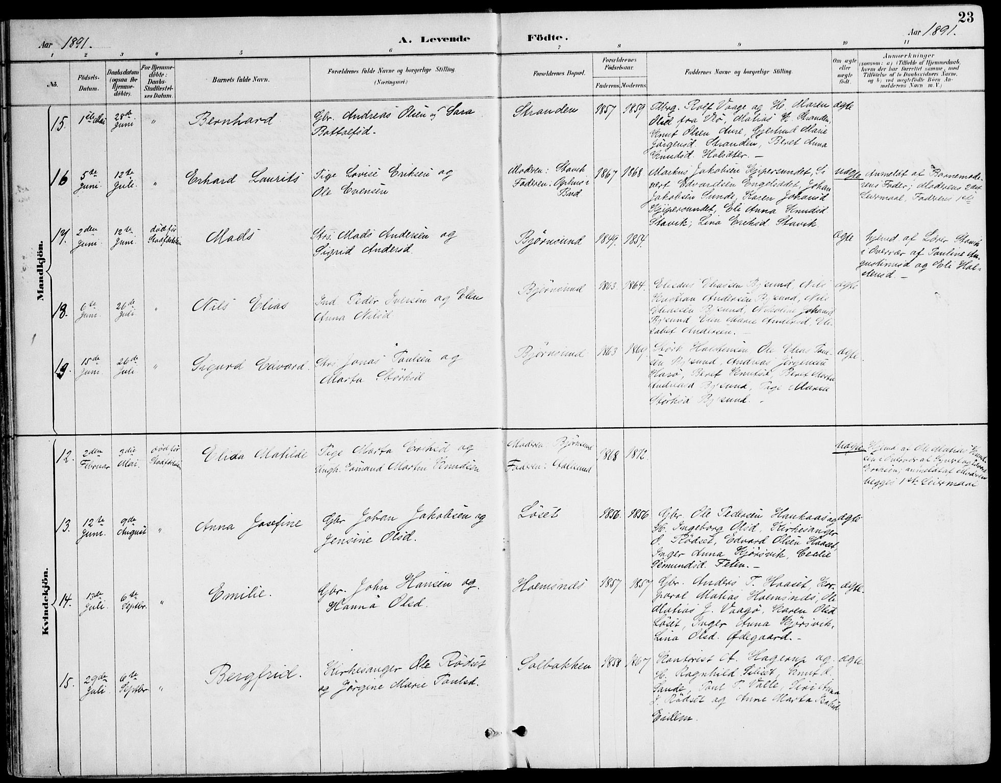 Ministerialprotokoller, klokkerbøker og fødselsregistre - Møre og Romsdal, AV/SAT-A-1454/565/L0750: Ministerialbok nr. 565A04, 1887-1905, s. 23