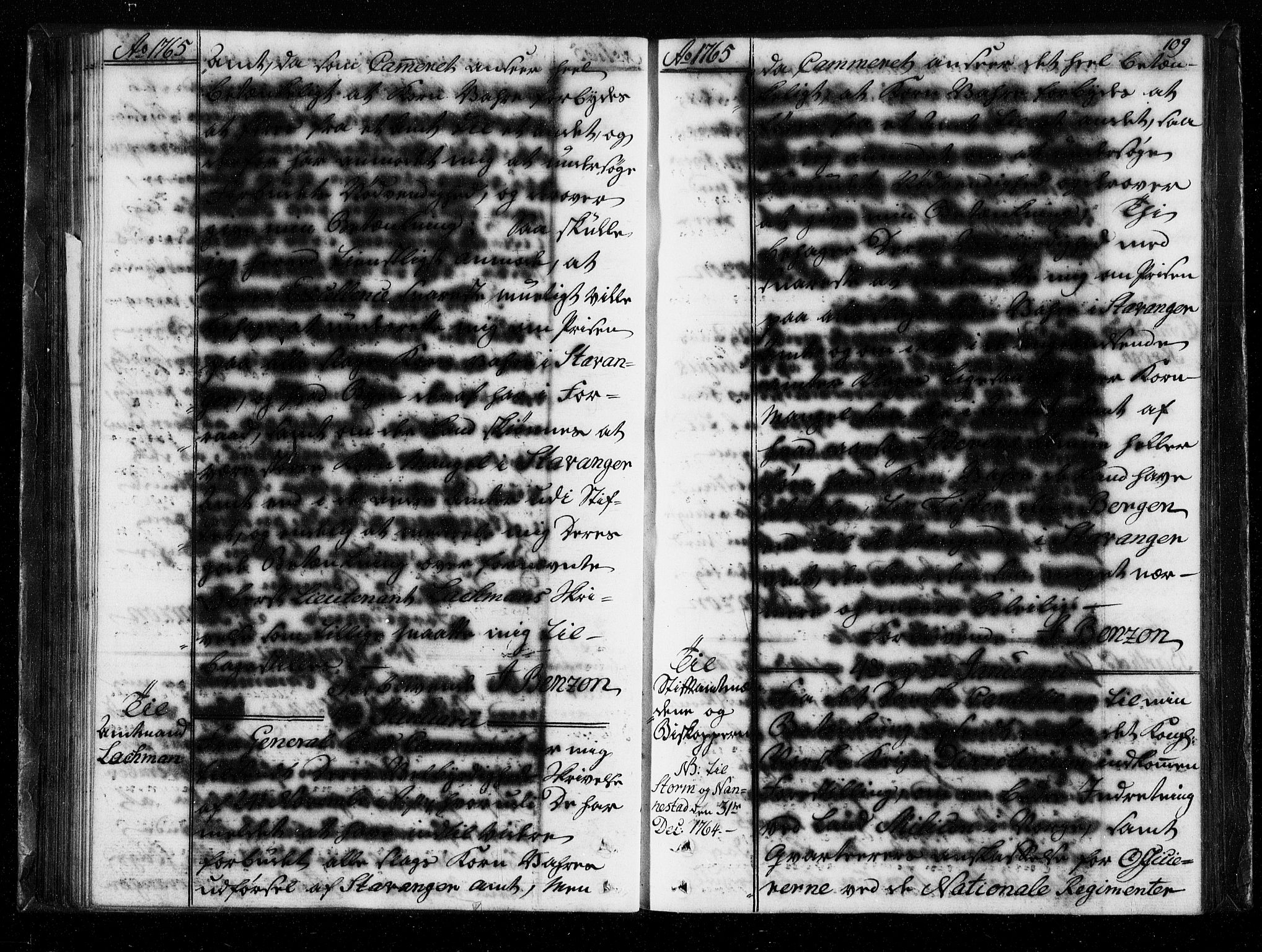 Stattholderembetet 1572-1771, AV/RA-EA-2870/Bf/L0004: Stattholderprotokoll (allmenn kopibok), 1764-1765, s. 108b-109a