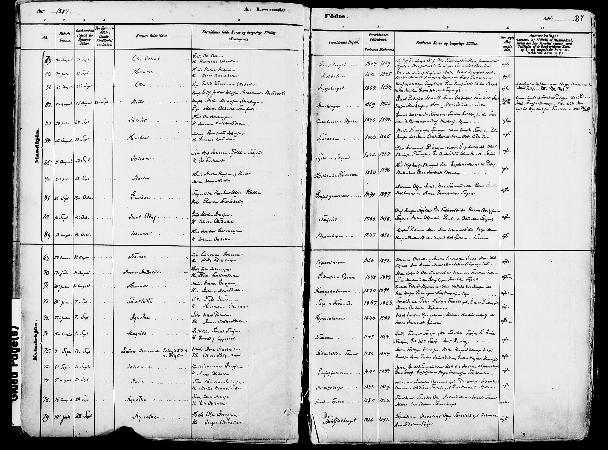 Grue prestekontor, AV/SAH-PREST-036/H/Ha/Haa/L0012: Ministerialbok nr. 12, 1881-1897, s. 37