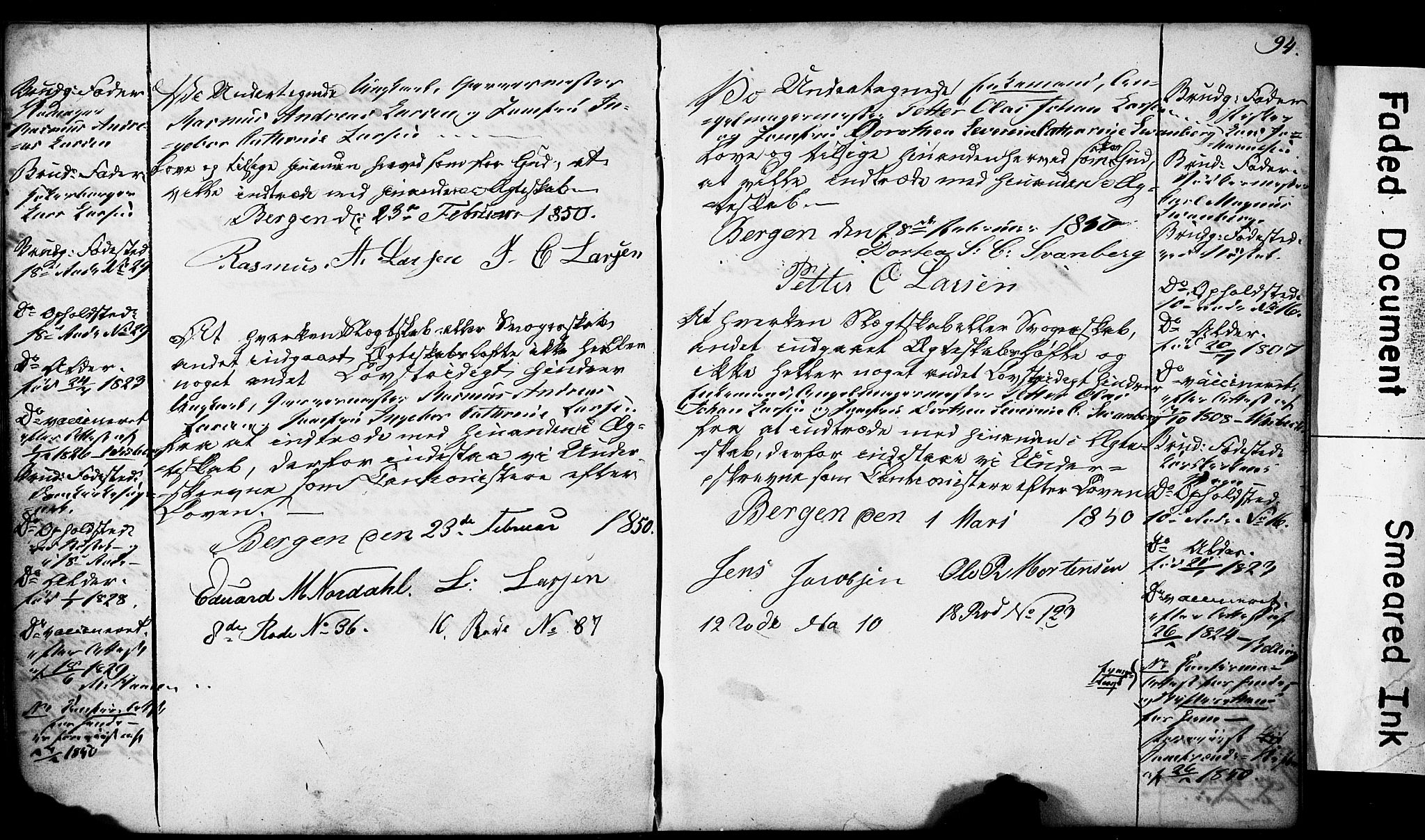 Domkirken sokneprestembete, AV/SAB-A-74801: Forlovererklæringer nr. II.5.4, 1845-1852, s. 94