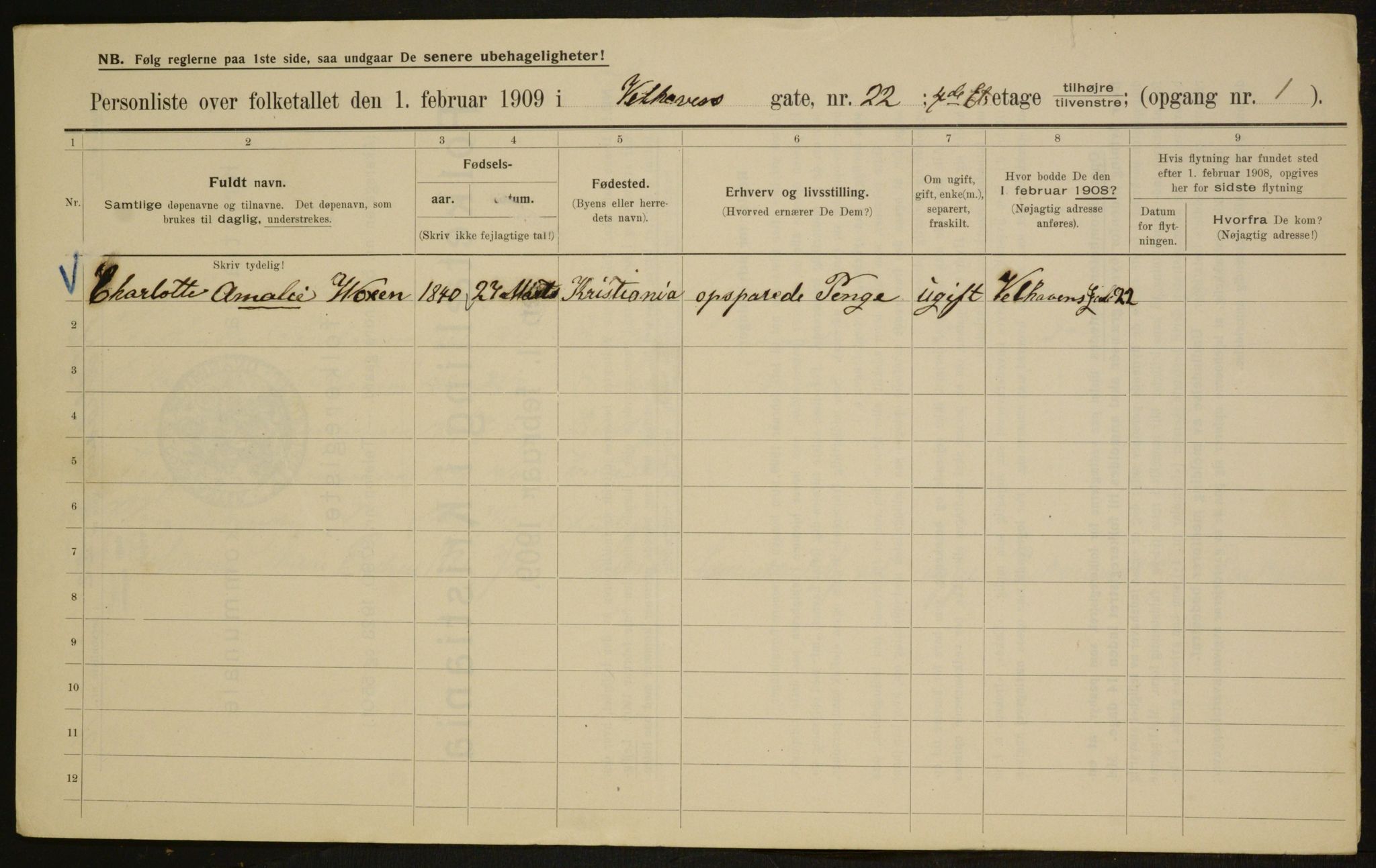OBA, Kommunal folketelling 1.2.1909 for Kristiania kjøpstad, 1909, s. 115944