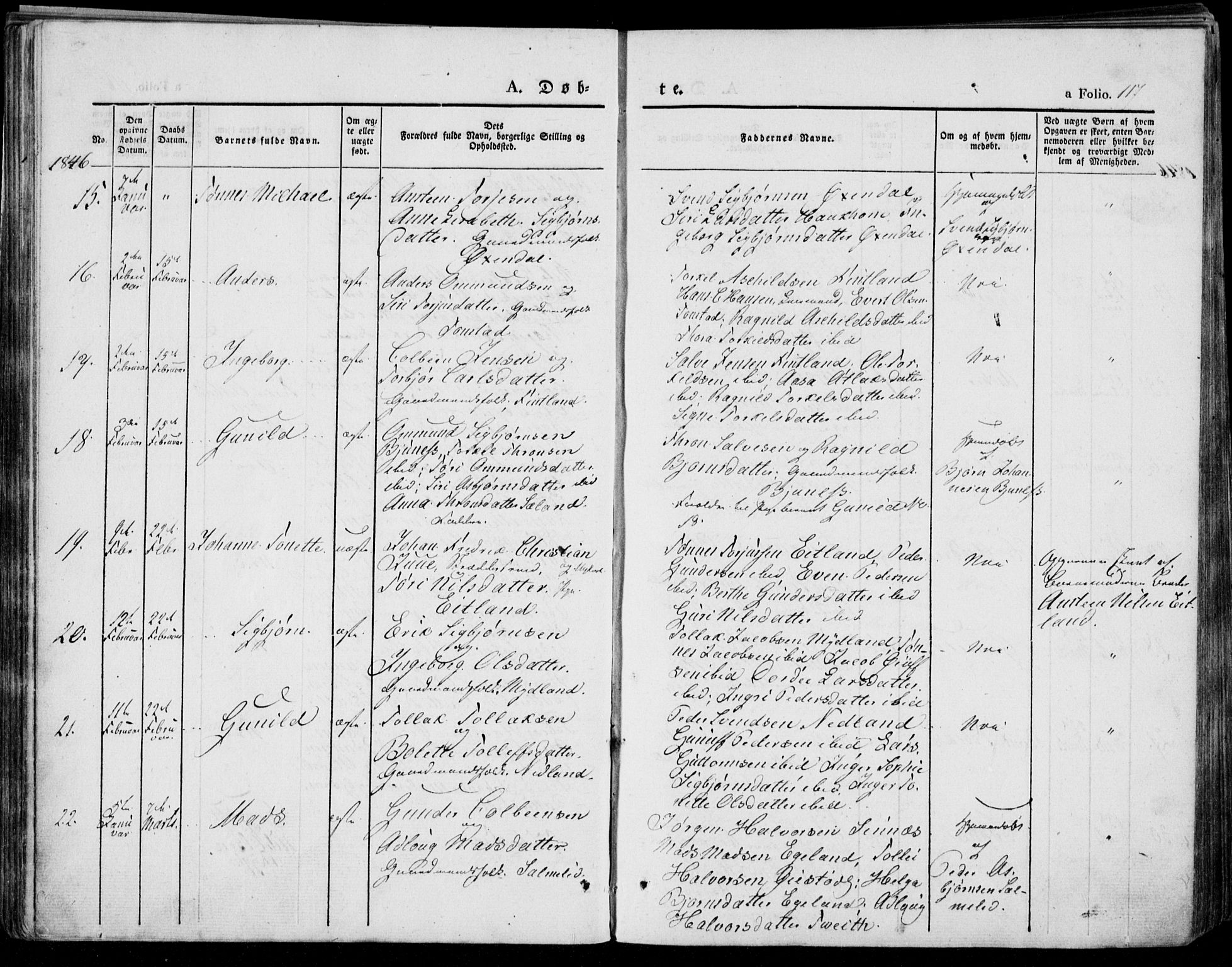 Bakke sokneprestkontor, AV/SAK-1111-0002/F/Fa/Faa/L0004: Ministerialbok nr. A 4, 1834-1846, s. 117
