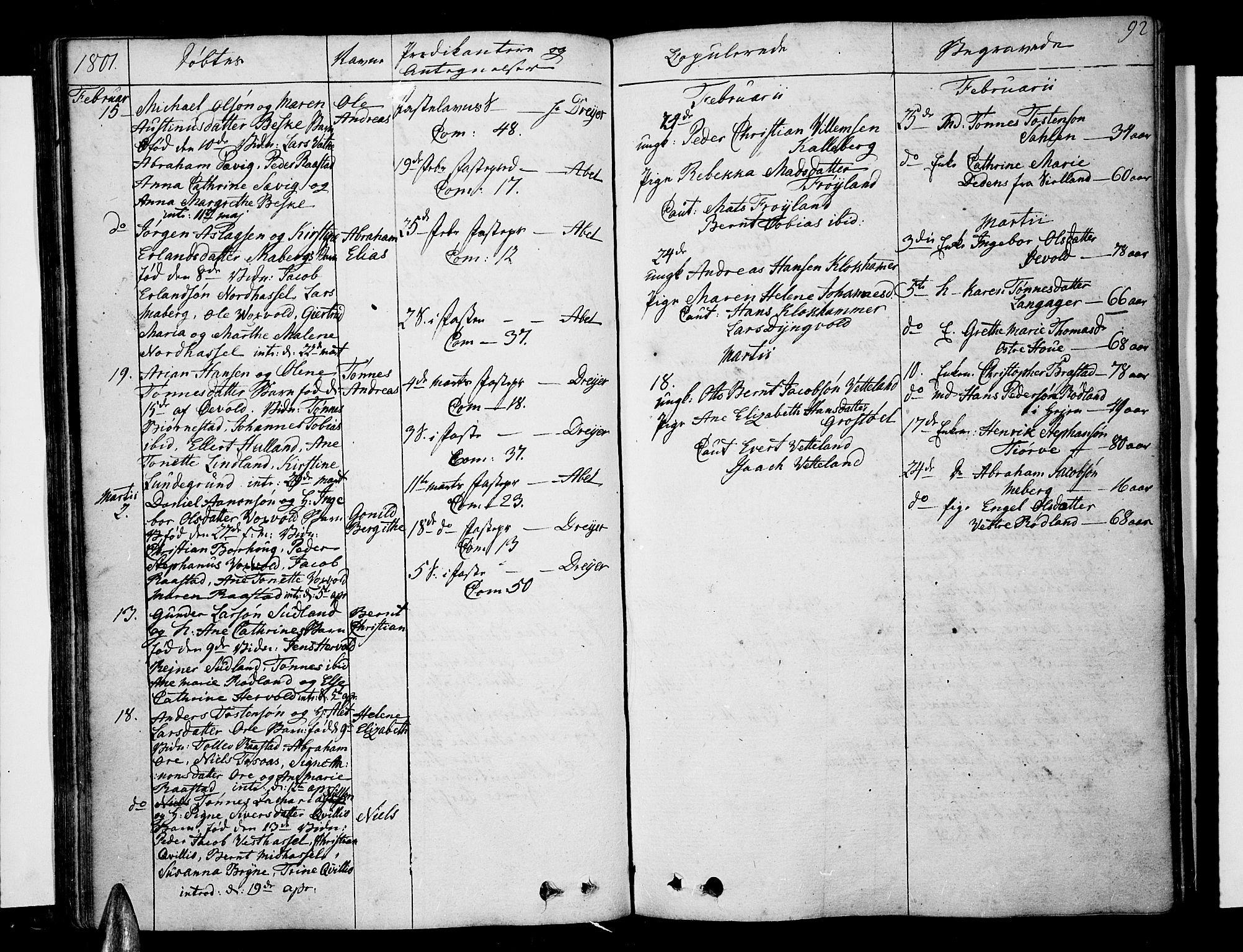Lista sokneprestkontor, SAK/1111-0027/F/Fa/L0005: Ministerialbok nr. A 5, 1795-1823, s. 92