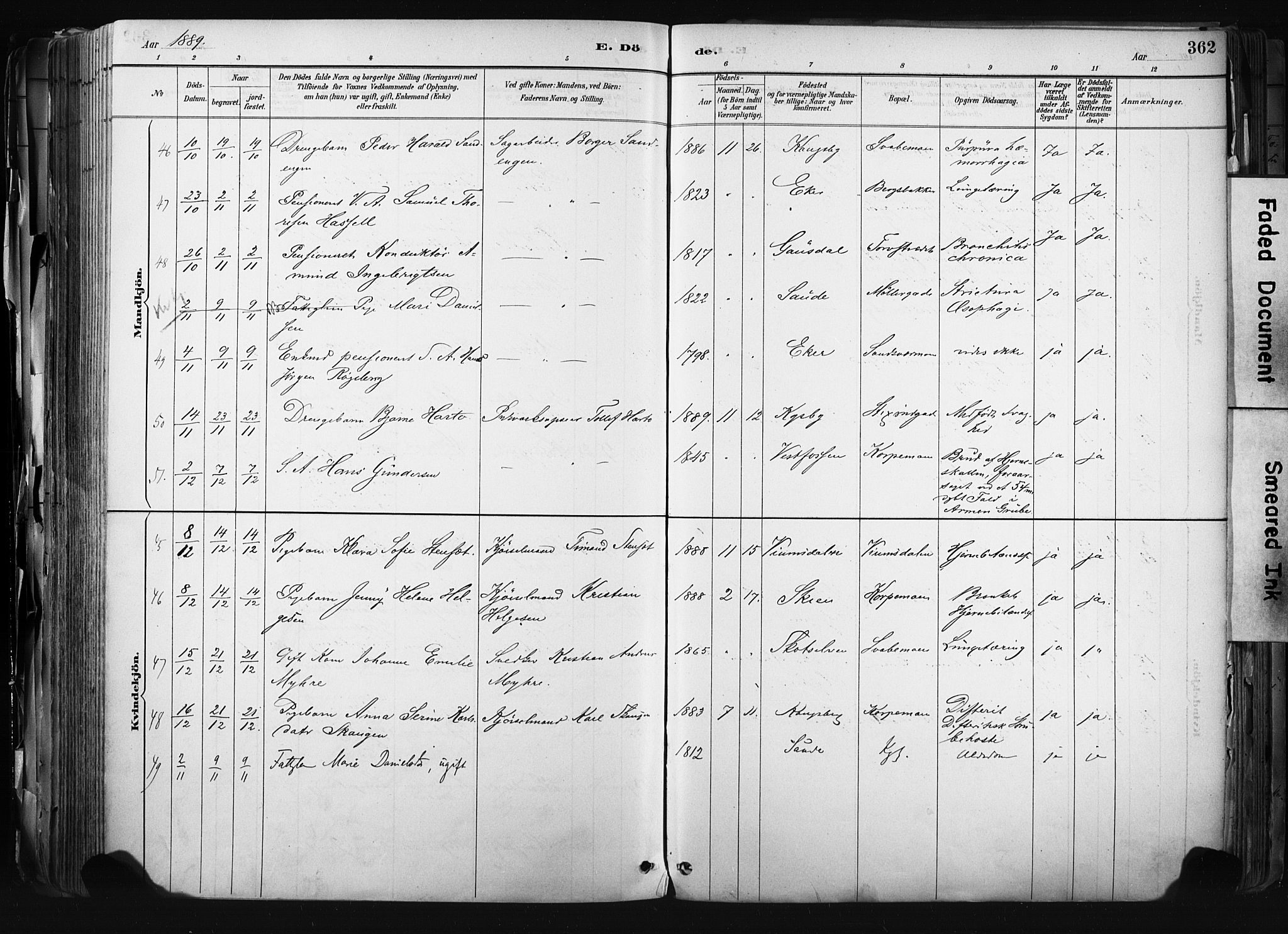Kongsberg kirkebøker, AV/SAKO-A-22/F/Fb/L0002: Ministerialbok nr. II 2, 1886-1896, s. 362